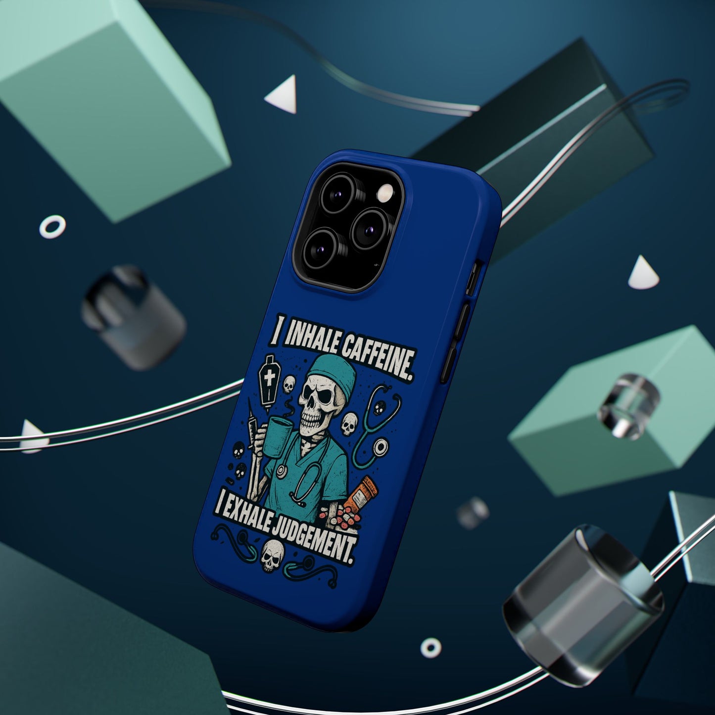 Funny Nurse Phone Case, Medical Humor, Gift for Healthcare Workers, Caffeine Lover Accessory, Skeleton Design