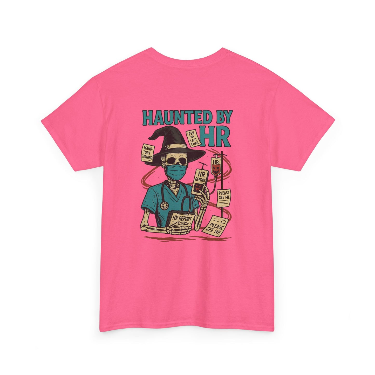 Haunted by HR Graphic Tee, Unisex Heavy Cotton Shirt, Halloween T-Shirt, Fun Office Humor, Spooky Gifts, Casual Wear