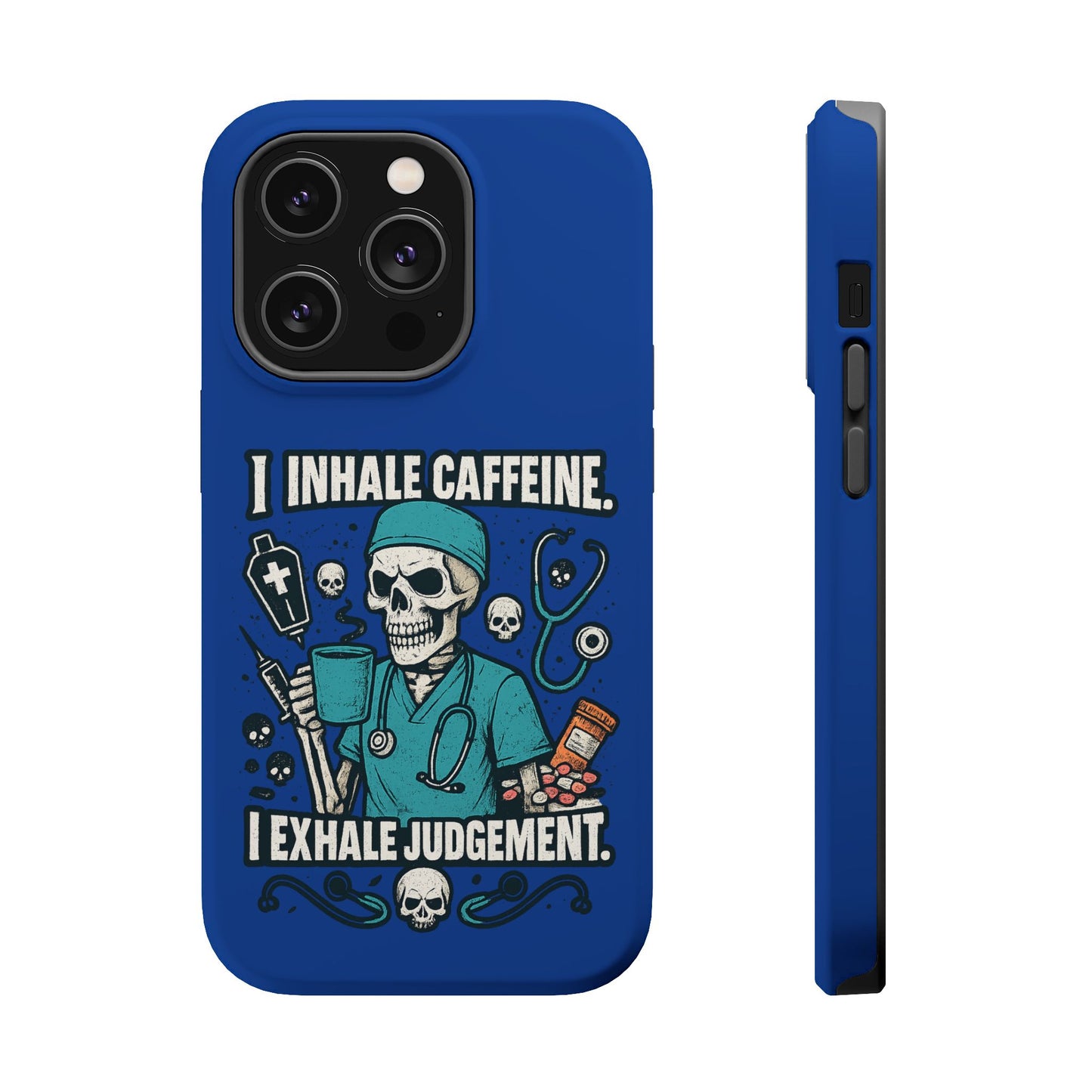 Funny Nurse Phone Case, Medical Humor, Gift for Healthcare Workers, Caffeine Lover Accessory, Skeleton Design