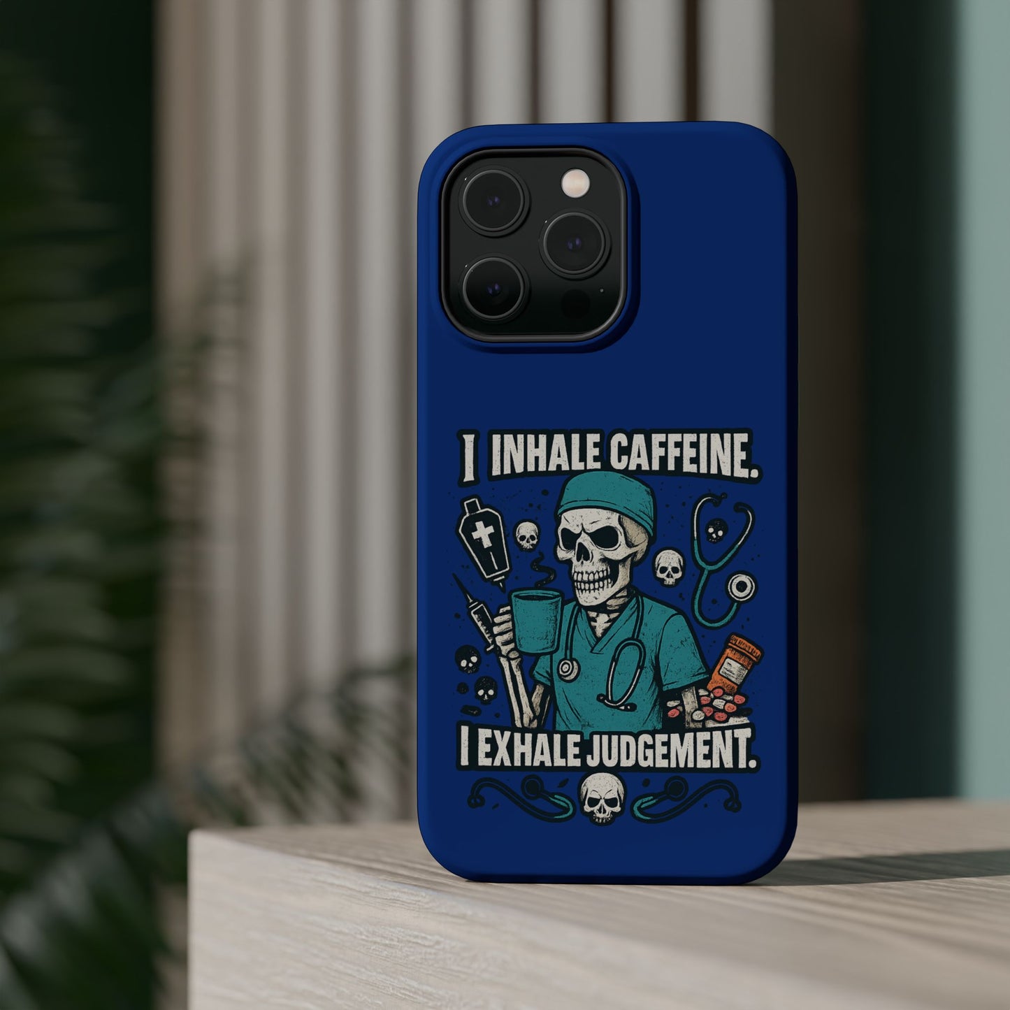 Funny Nurse Phone Case, Medical Humor, Gift for Healthcare Workers, Caffeine Lover Accessory, Skeleton Design