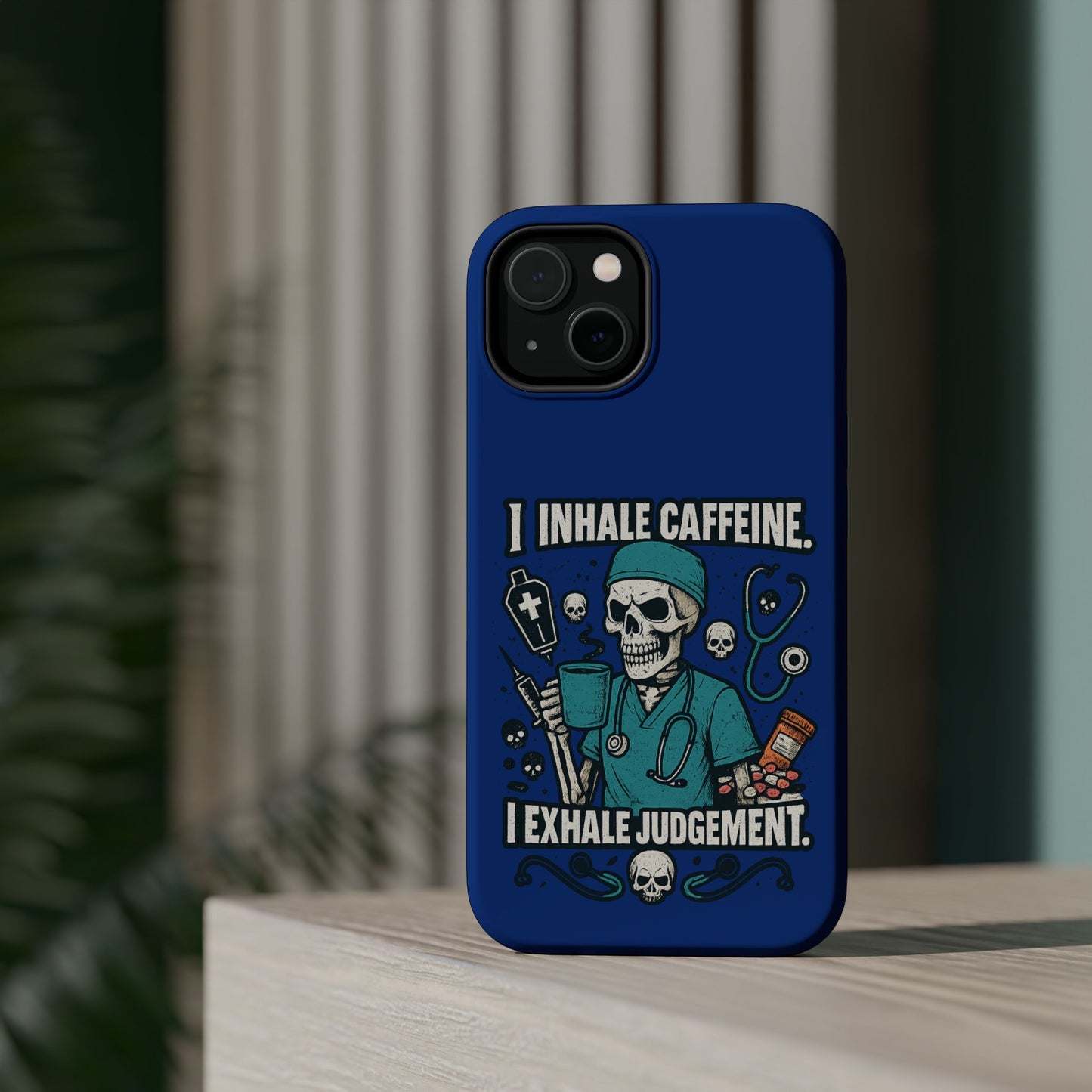 Funny Nurse Phone Case, Medical Humor, Gift for Healthcare Workers, Caffeine Lover Accessory, Skeleton Design