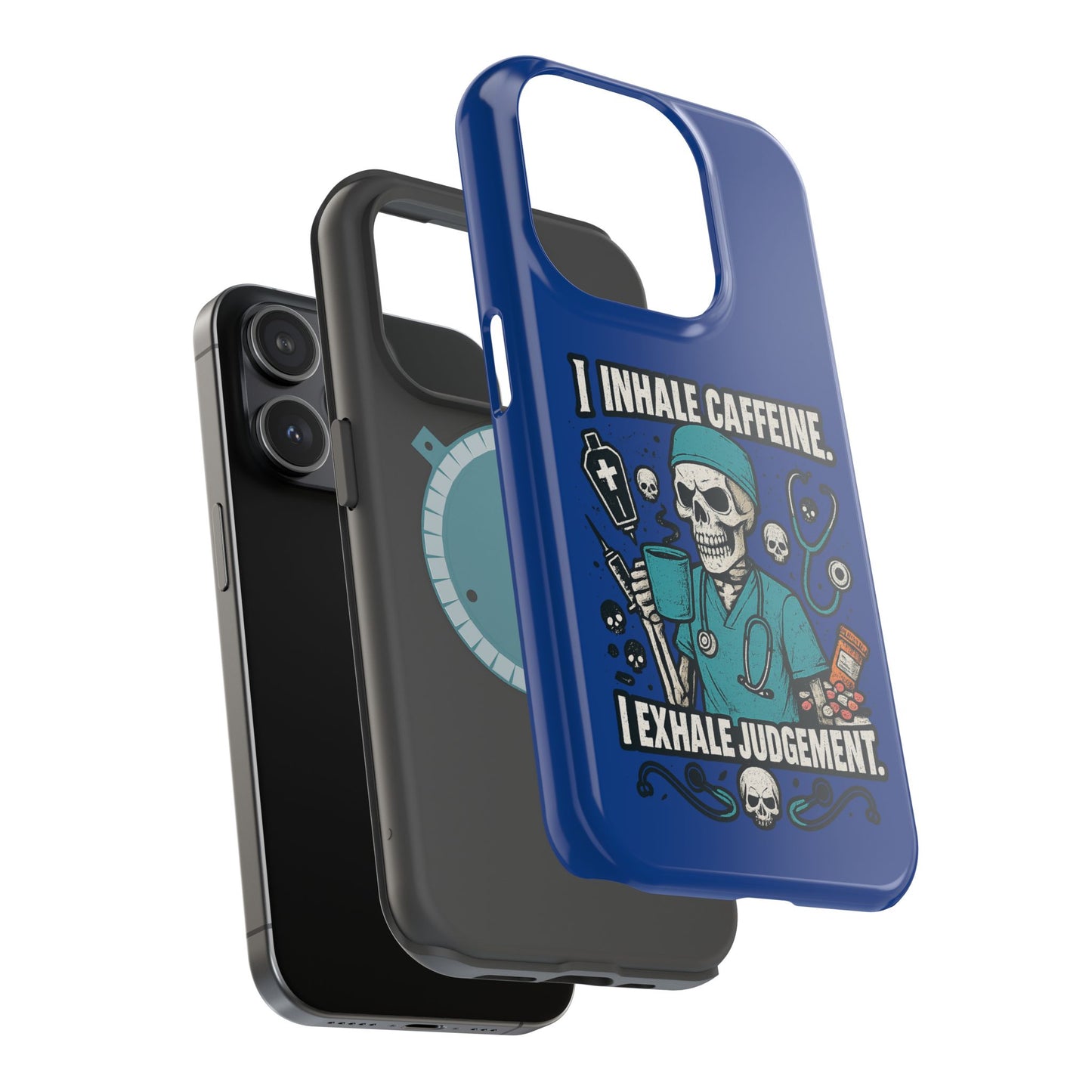 Funny Nurse Phone Case, Medical Humor, Gift for Healthcare Workers, Caffeine Lover Accessory, Skeleton Design