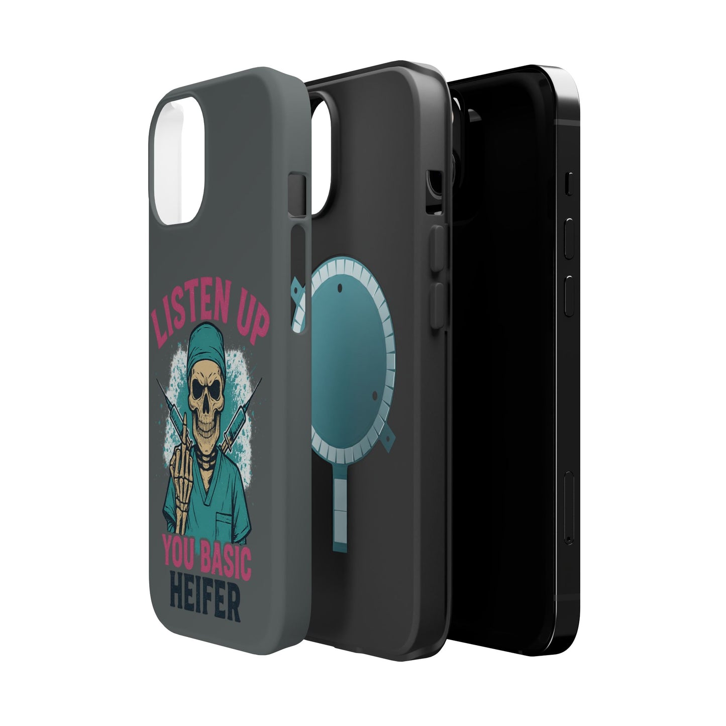 Edgy Nurse Phone Case, Gift for Healthcare Workers, Skull Design Case, Halloween Accessories, Trendy Tough Cases