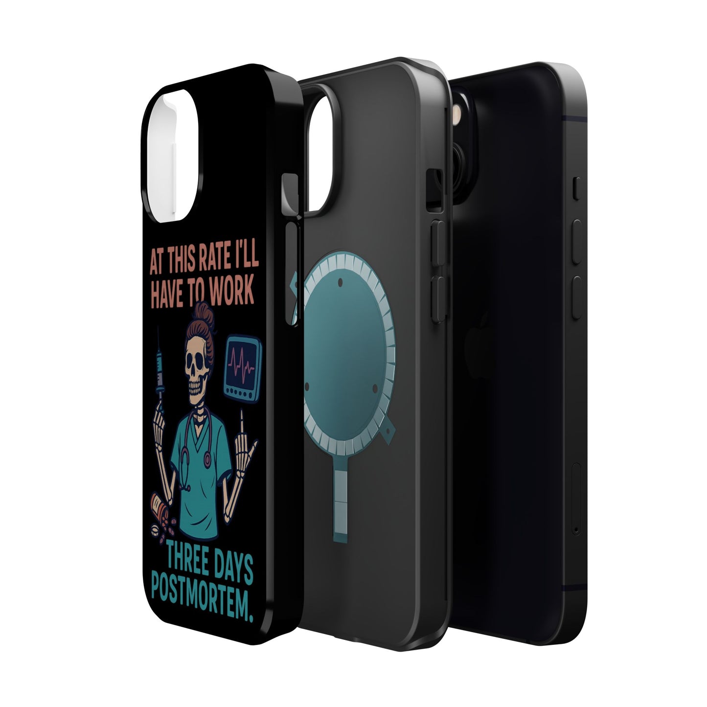 Magnetic Tough Phone Case, 3 Days Postmortem Skull Design, Cute Nurse Gift, Halloween Decor, Unique Phone Accessory