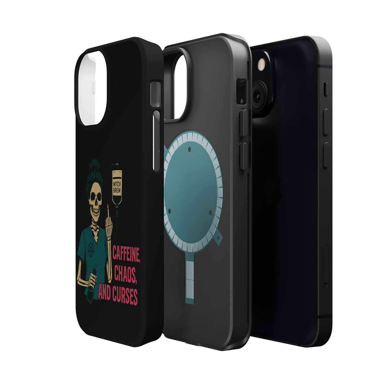 Caffeine Chaos Magnetic Phone Case, Halloween Gift, Witchy Accessories, Phone Cover, Spooky Style