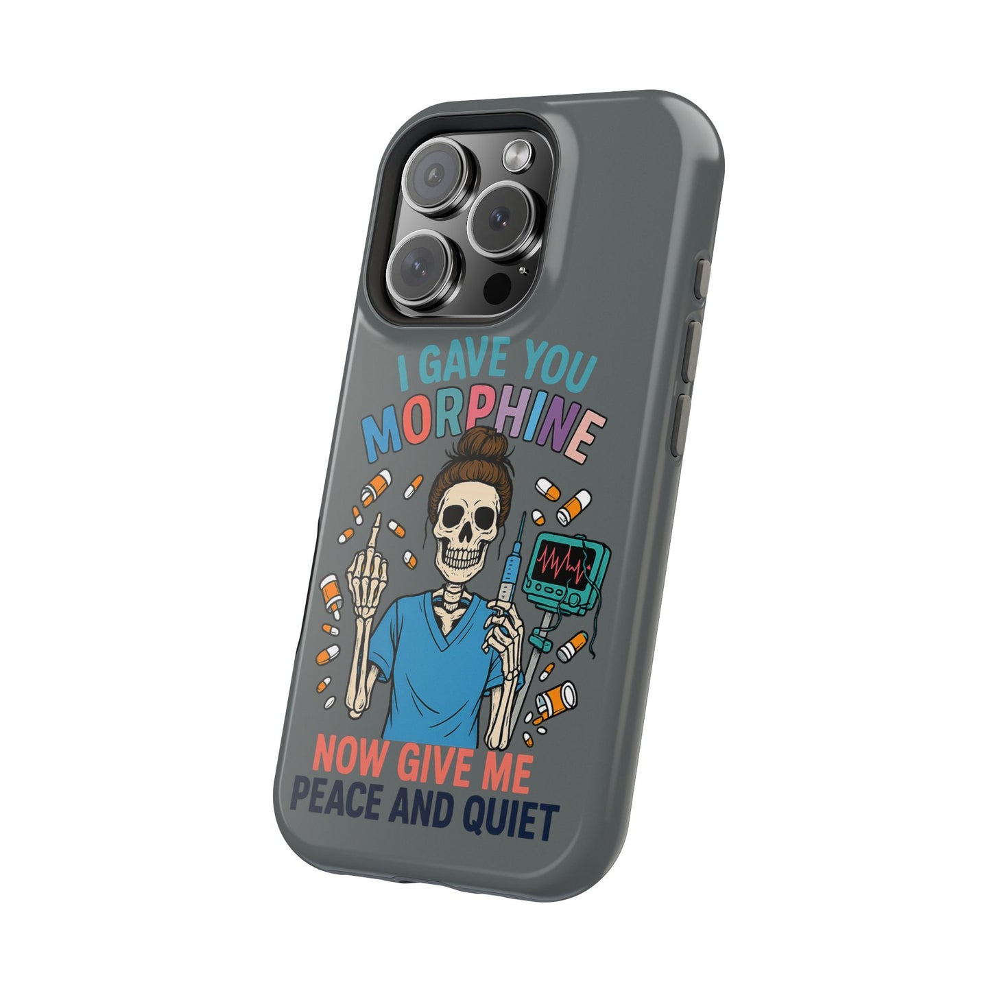 Gothic Phone Case, Unique Skeleton Design, Funny Gift for Nurses, Halloween Accessory, Hospital Humor