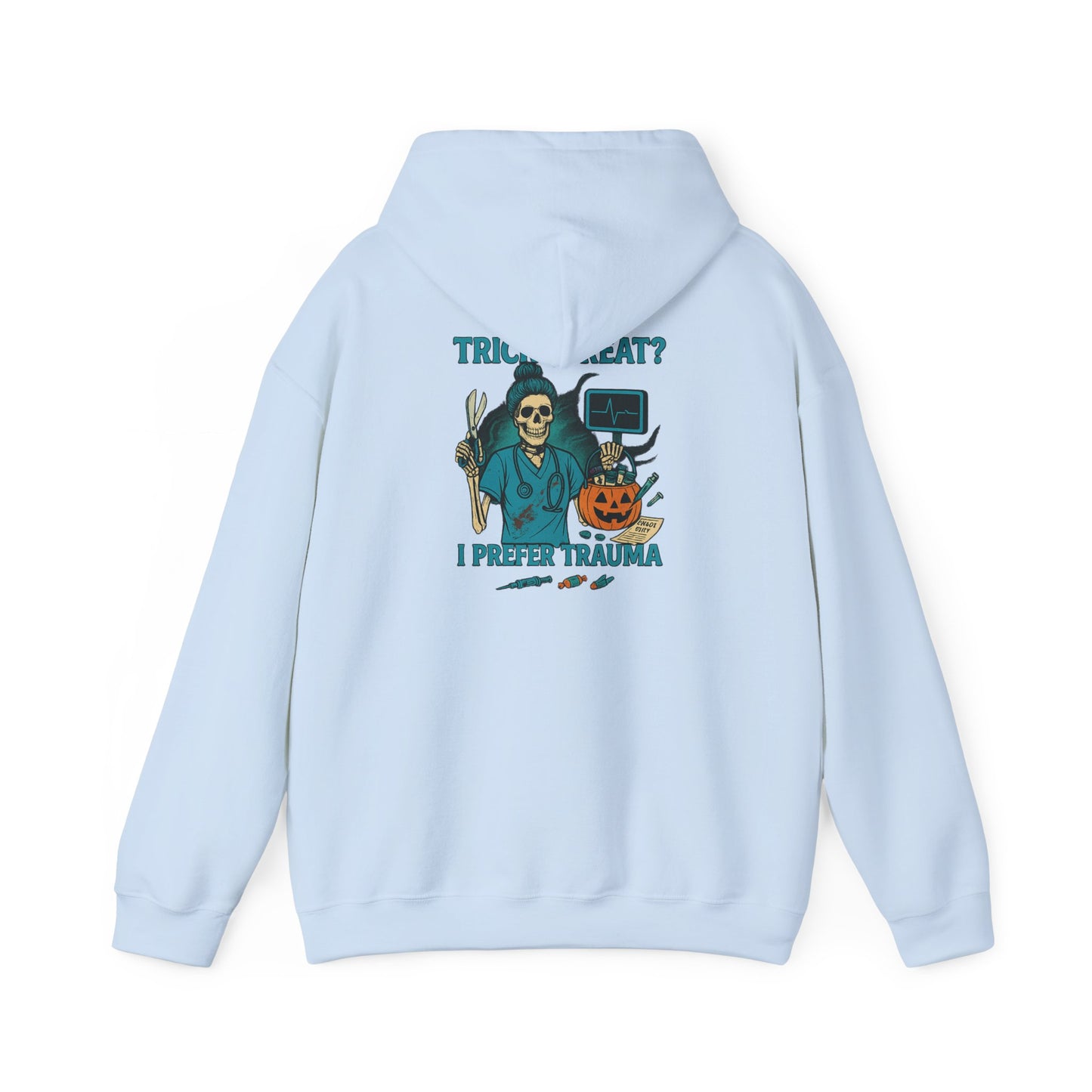 Halloween Humor Hoodie, Unisex Sweatshirt for Spooky Season, Trick or Treat Sweatshirt, Creepy Cute Sweatshirt, Gift for Horror Fans
