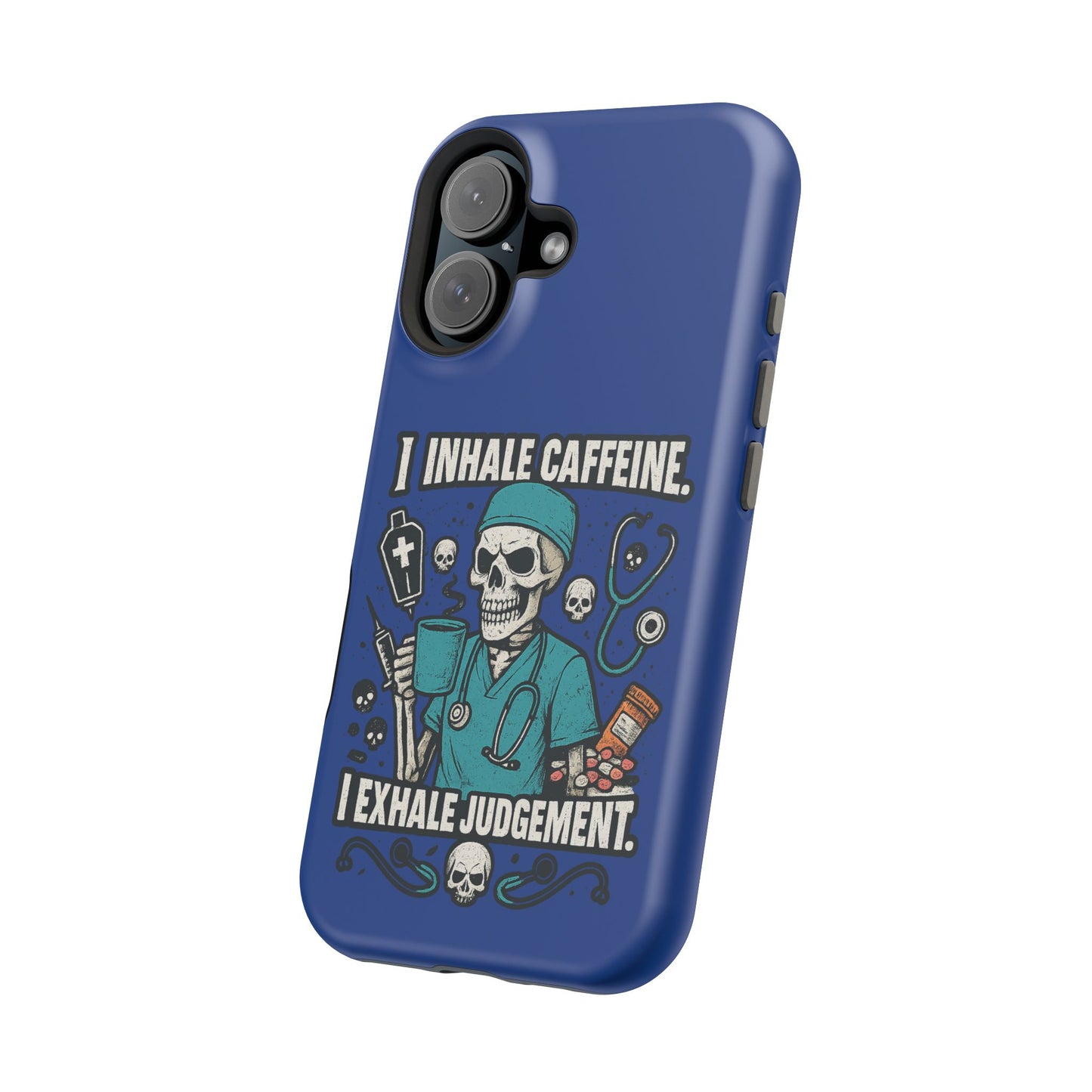 Funny Nurse Phone Case, Medical Humor, Gift for Healthcare Workers, Caffeine Lover Accessory, Skeleton Design