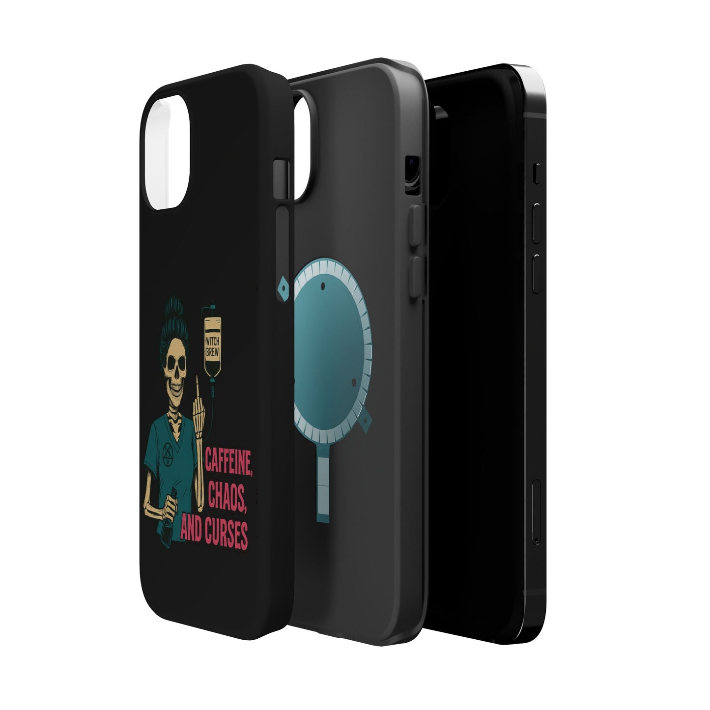 Caffeine Chaos Magnetic Phone Case, Halloween Gift, Witchy Accessories, Phone Cover, Spooky Style