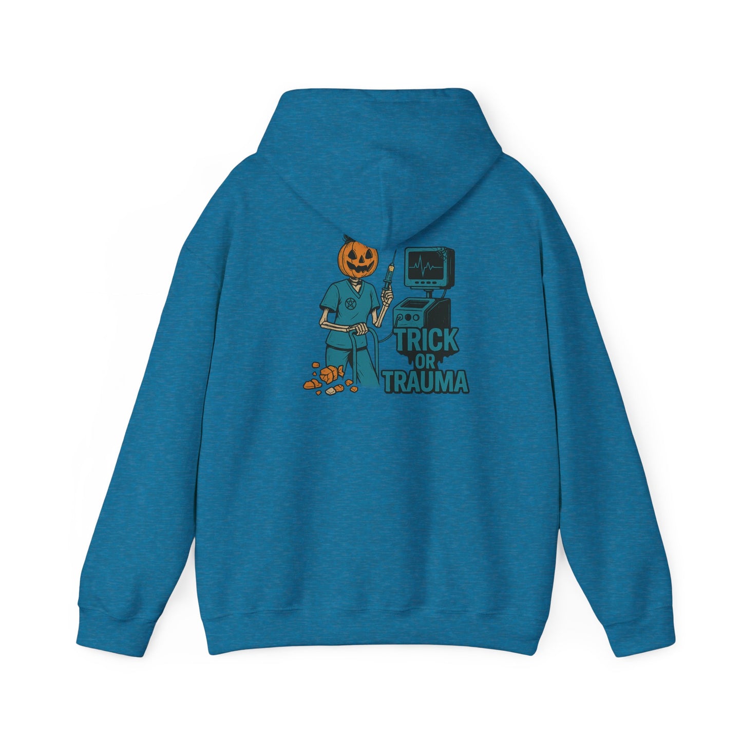 Halloween Trick or Trauma Unisex Hoodie, Perfect for Fall, Cozy Sweatshirt for Halloween Parties, Costume, Gift Idea, Spooky Season Apparel