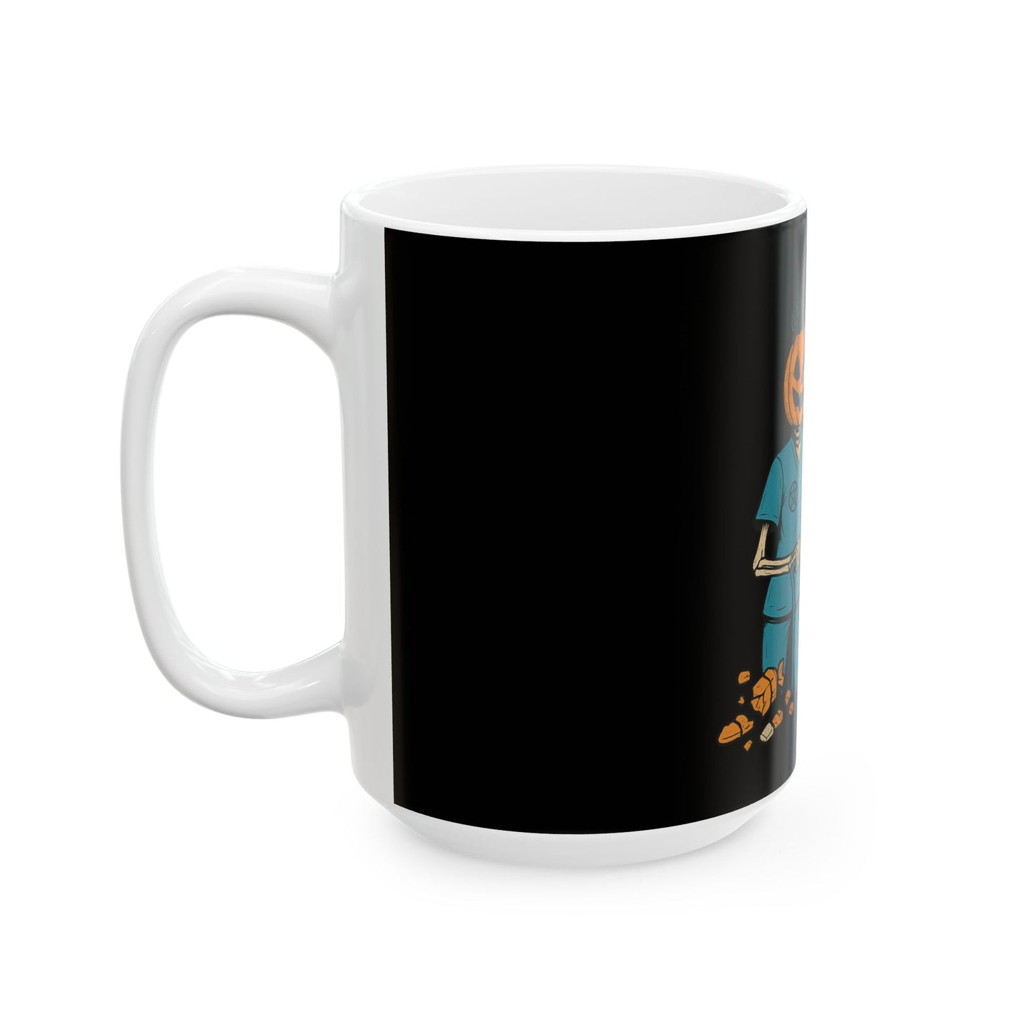 Halloween Themed Ceramic Mug, Trick or Trauma Coffee Cup, Unique Gift for Nurses, Spooky Halloween Decor, Fun Healthcare Mug