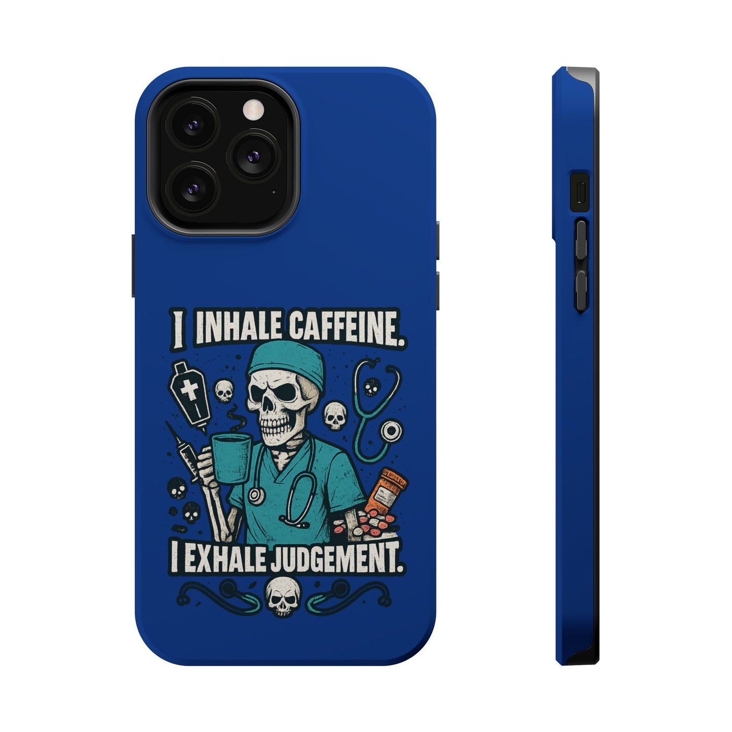 Funny Nurse Phone Case, Medical Humor, Gift for Healthcare Workers, Caffeine Lover Accessory, Skeleton Design