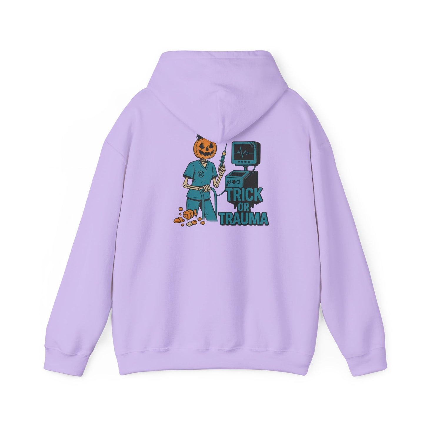 Halloween Trick or Trauma Unisex Hoodie, Perfect for Fall, Cozy Sweatshirt for Halloween Parties, Costume, Gift Idea, Spooky Season Apparel