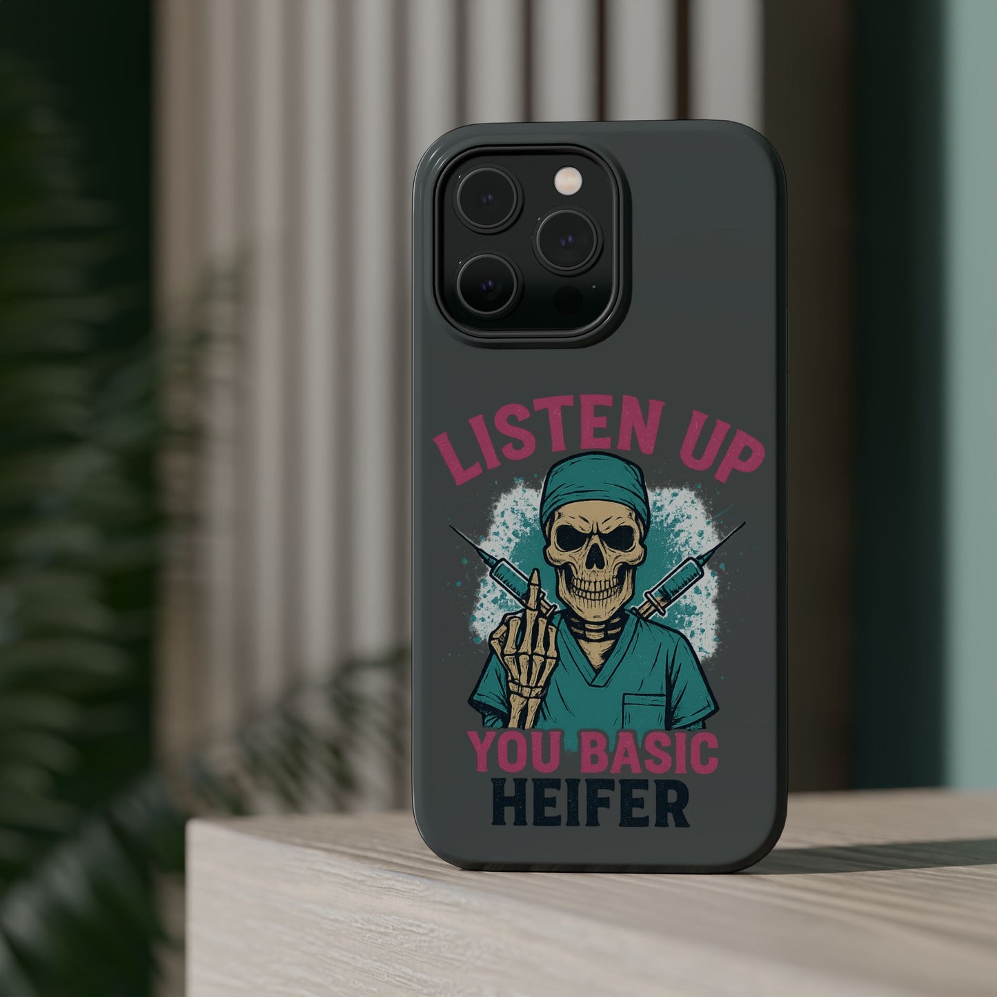 Edgy Nurse Phone Case, Gift for Healthcare Workers, Skull Design Case, Halloween Accessories, Trendy Tough Cases