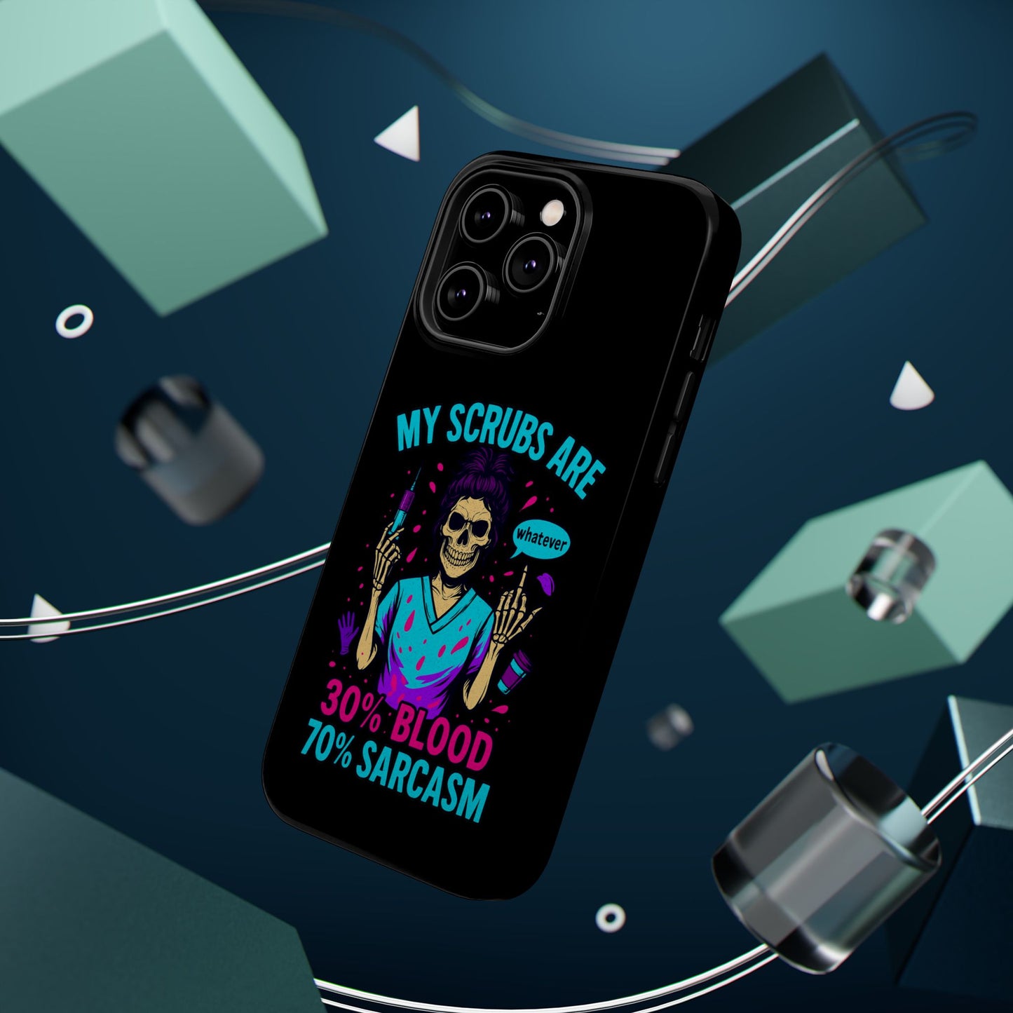 Sassy Nurse Phone Case, 30% Blood 70% Sarcasm Design, Healthcare Gift, Funny Medical Accessory, Tough Magnetic Cover