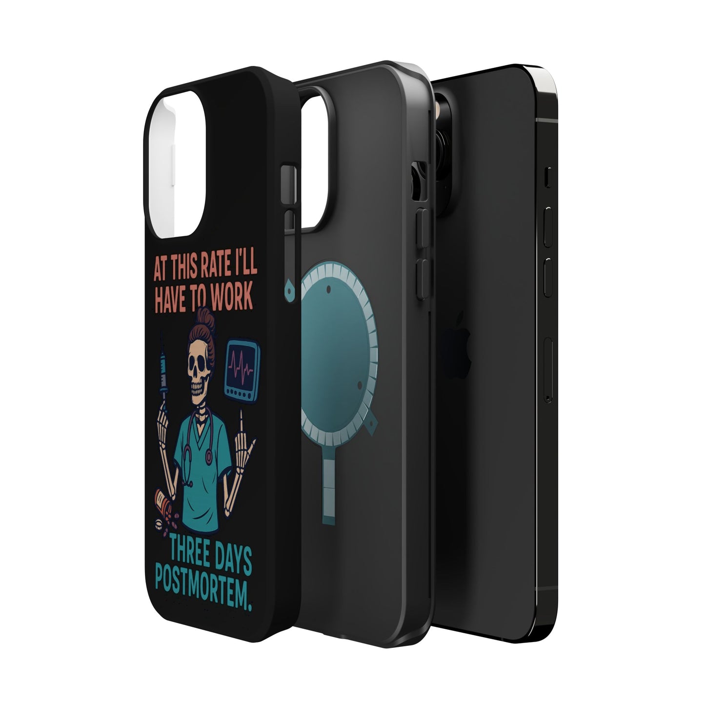 Magnetic Tough Phone Case, 3 Days Postmortem Skull Design, Cute Nurse Gift, Halloween Decor, Unique Phone Accessory