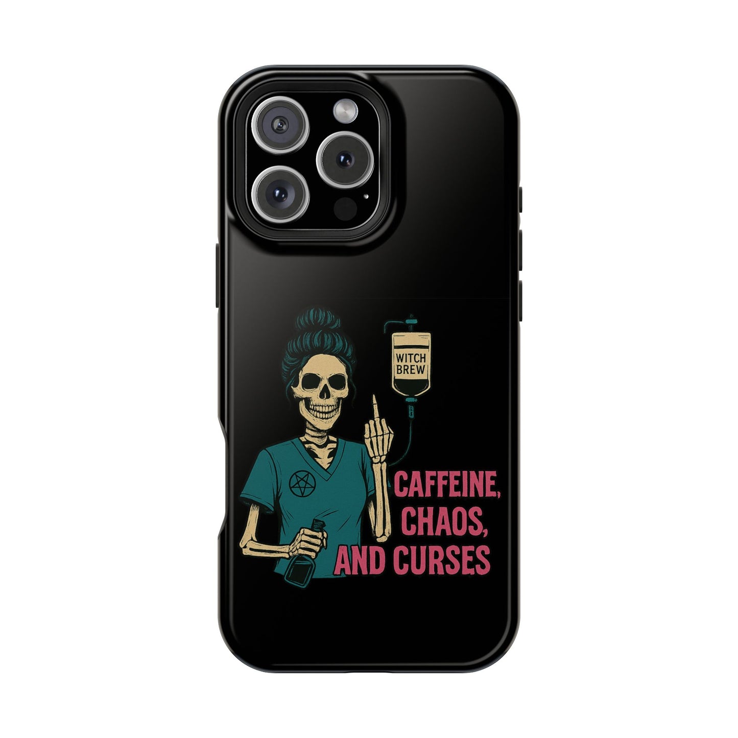 Caffeine Chaos Magnetic Phone Case, Halloween Gift, Witchy Accessories, Phone Cover, Spooky Style