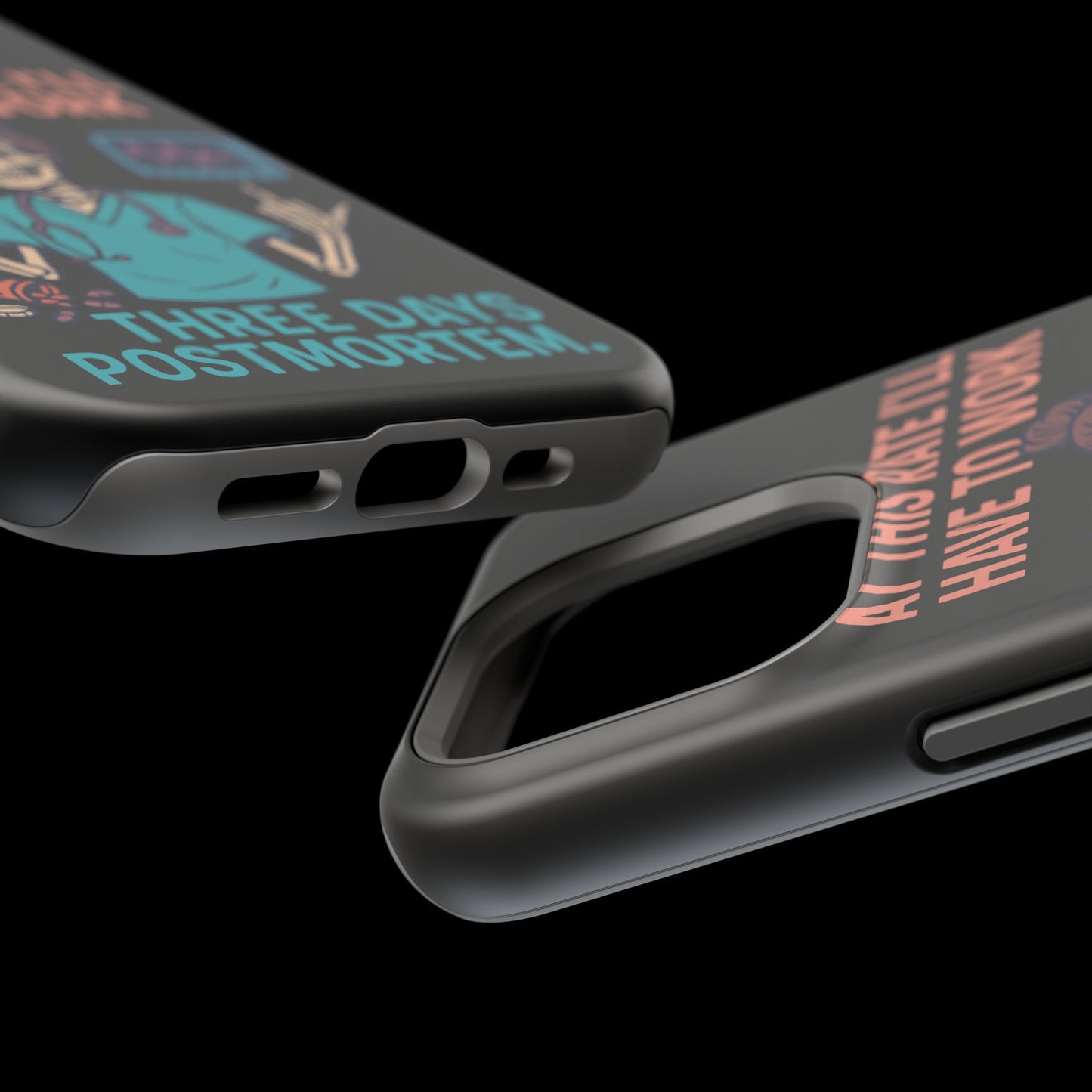 Magnetic Tough Phone Case, 3 Days Postmortem Skull Design, Cute Nurse Gift, Halloween Decor, Unique Phone Accessory
