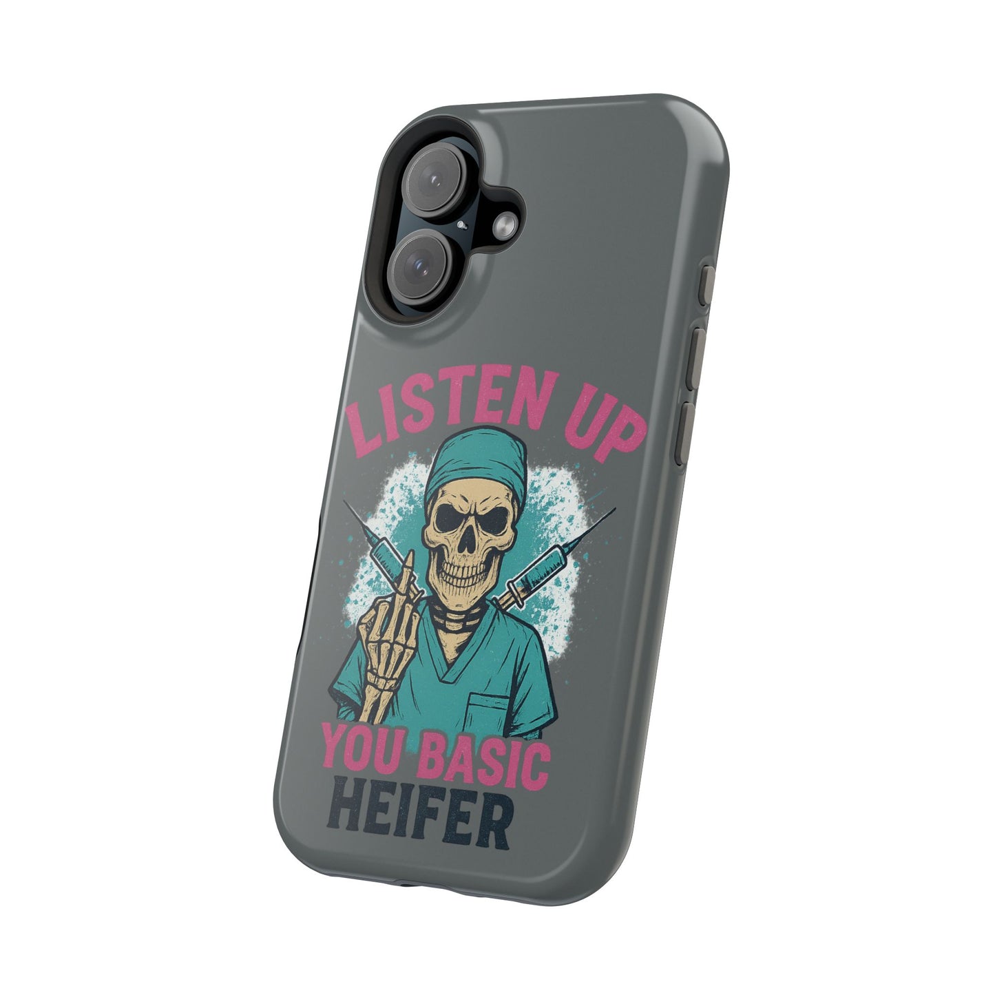 Edgy Nurse Phone Case, Gift for Healthcare Workers, Skull Design Case, Halloween Accessories, Trendy Tough Cases