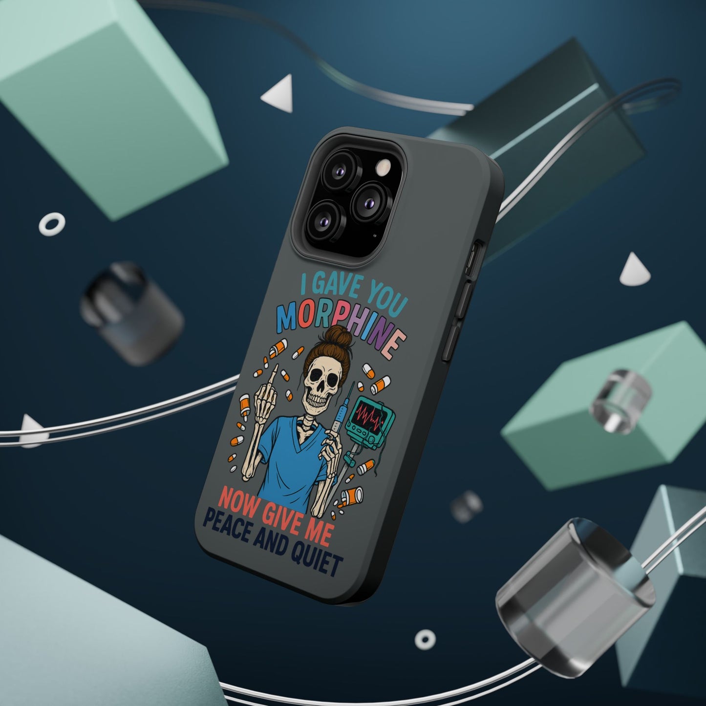 Gothic Phone Case, Unique Skeleton Design, Funny Gift for Nurses, Halloween Accessory, Hospital Humor