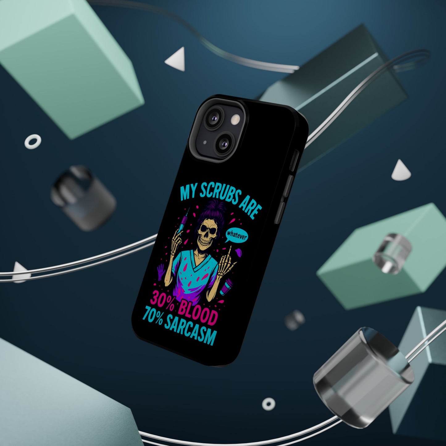 Sassy Nurse Phone Case, 30% Blood 70% Sarcasm Design, Healthcare Gift, Funny Medical Accessory, Tough Magnetic Cover