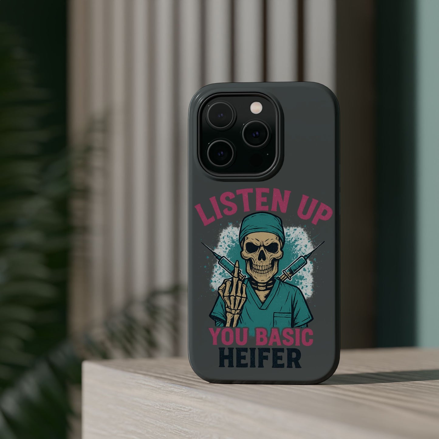 Edgy Nurse Phone Case, Gift for Healthcare Workers, Skull Design Case, Halloween Accessories, Trendy Tough Cases