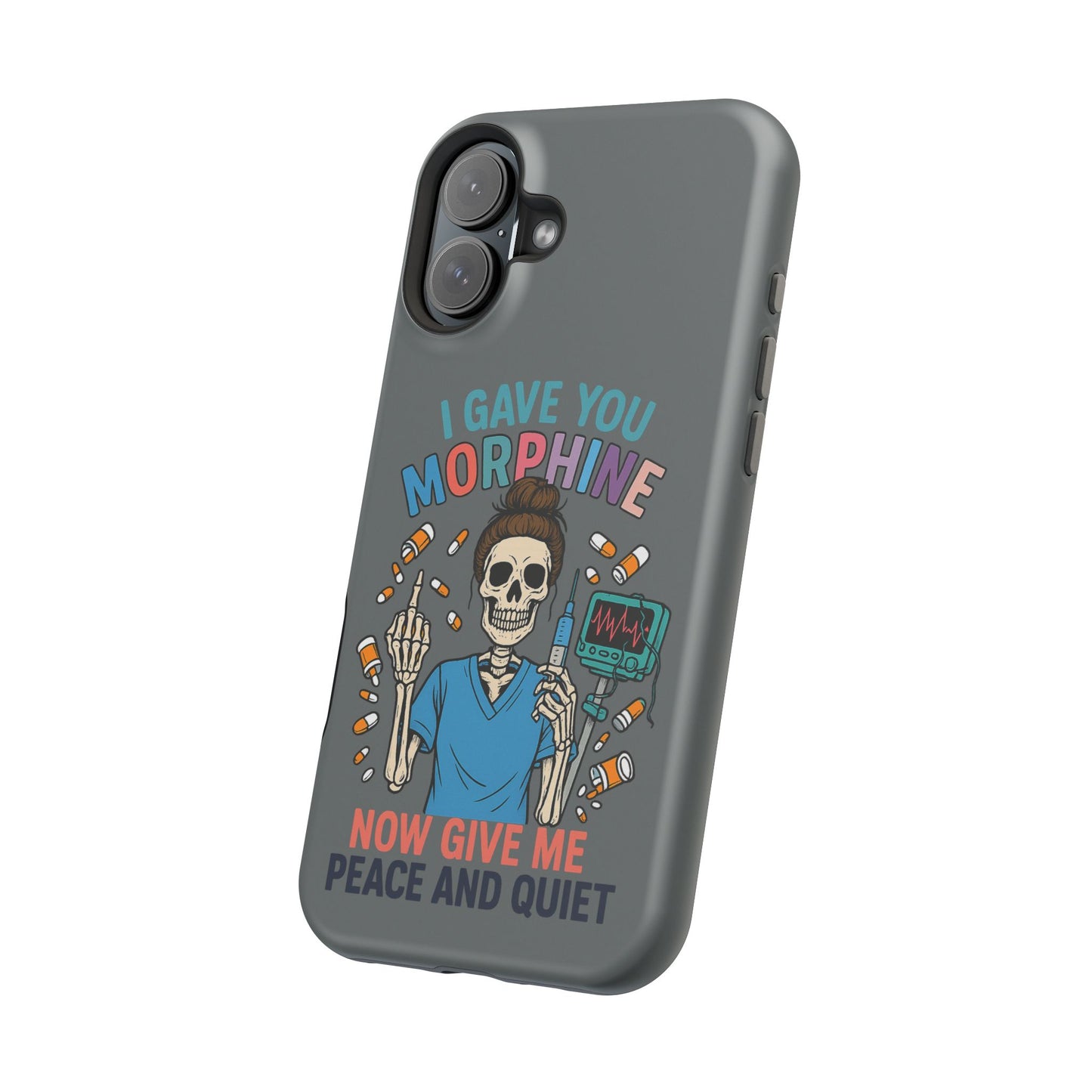 Gothic Phone Case, Unique Skeleton Design, Funny Gift for Nurses, Halloween Accessory, Hospital Humor