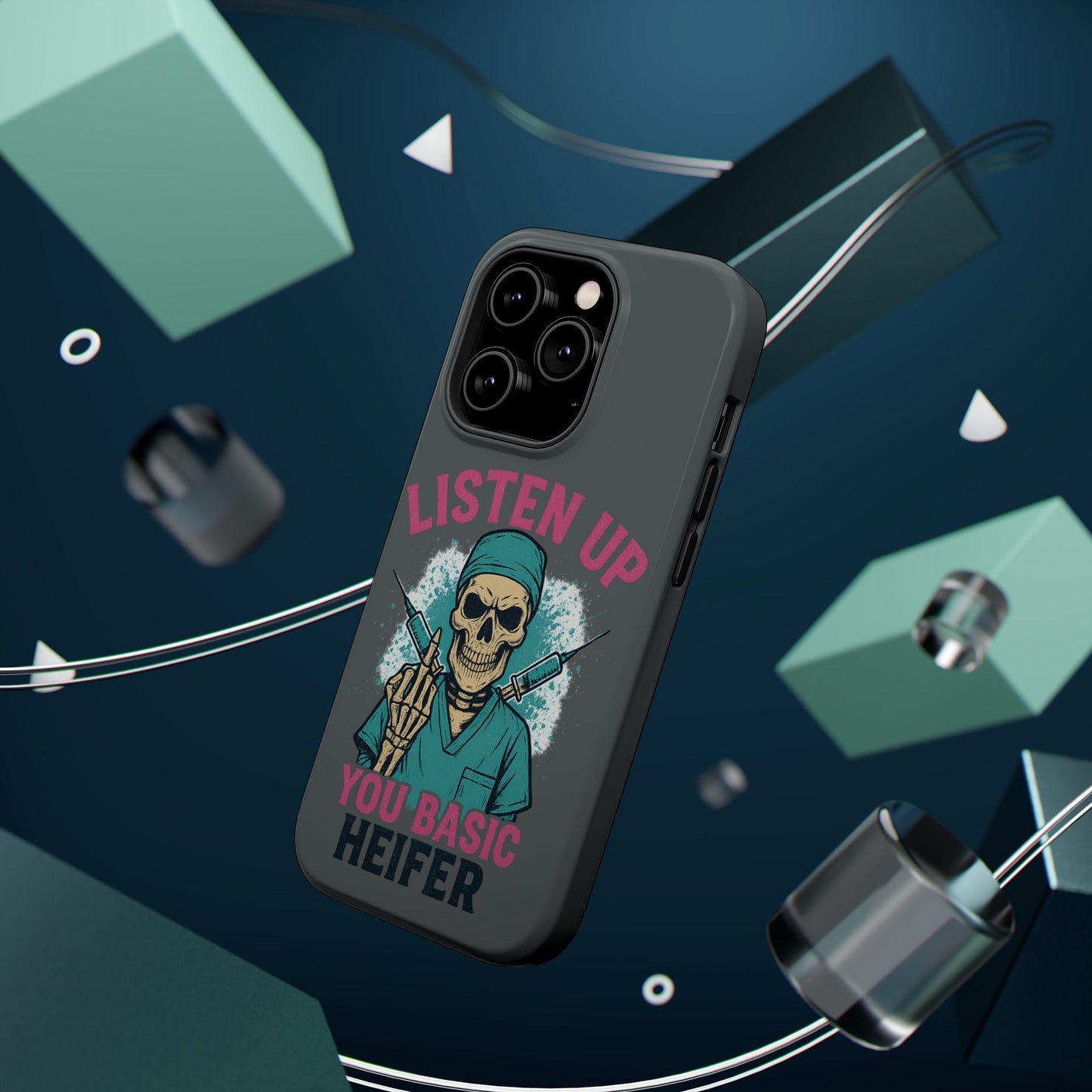 Edgy Nurse Phone Case, Gift for Healthcare Workers, Skull Design Case, Halloween Accessories, Trendy Tough Cases