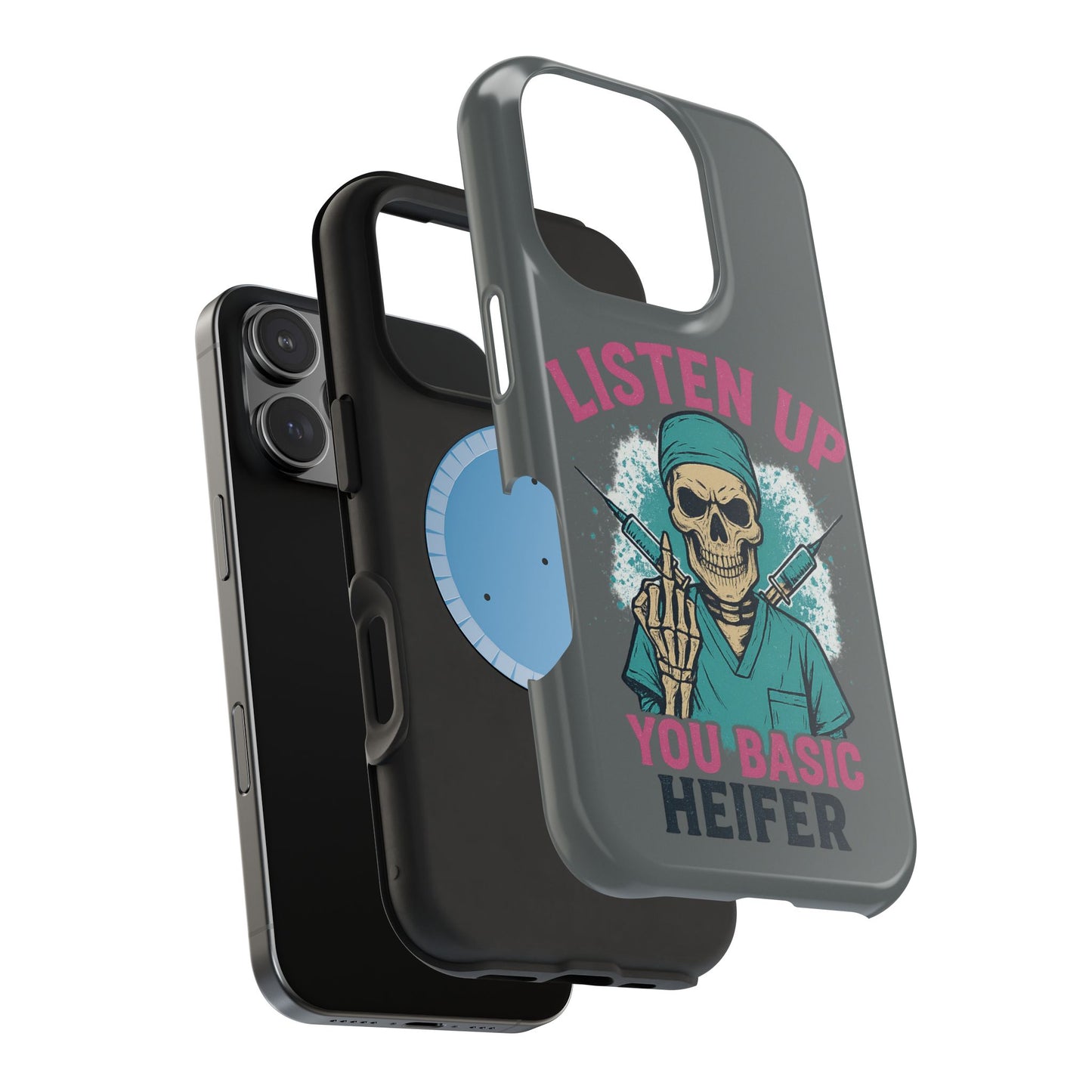 Edgy Nurse Phone Case, Gift for Healthcare Workers, Skull Design Case, Halloween Accessories, Trendy Tough Cases