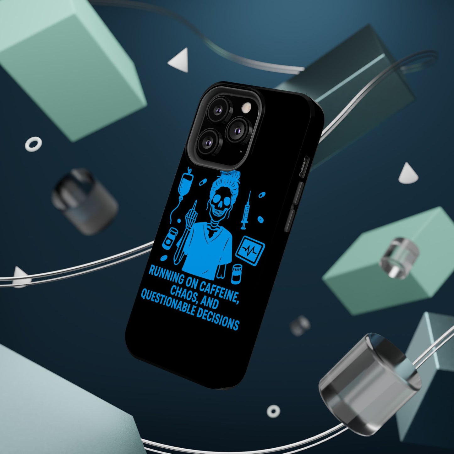 Running on Caffeine, Chaos, and Questionable Decisions” – Nurse Life Phone Case
