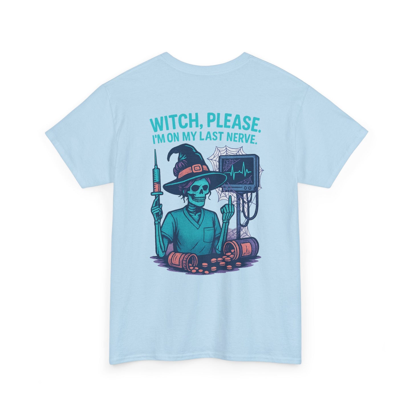 Witch Please Halloween Tee, Unisex Heavy Cotton Tee, Funny Halloween Shirt, Spooky Vibes Shirt, Gift for Witches, Halloween Celebration Gift