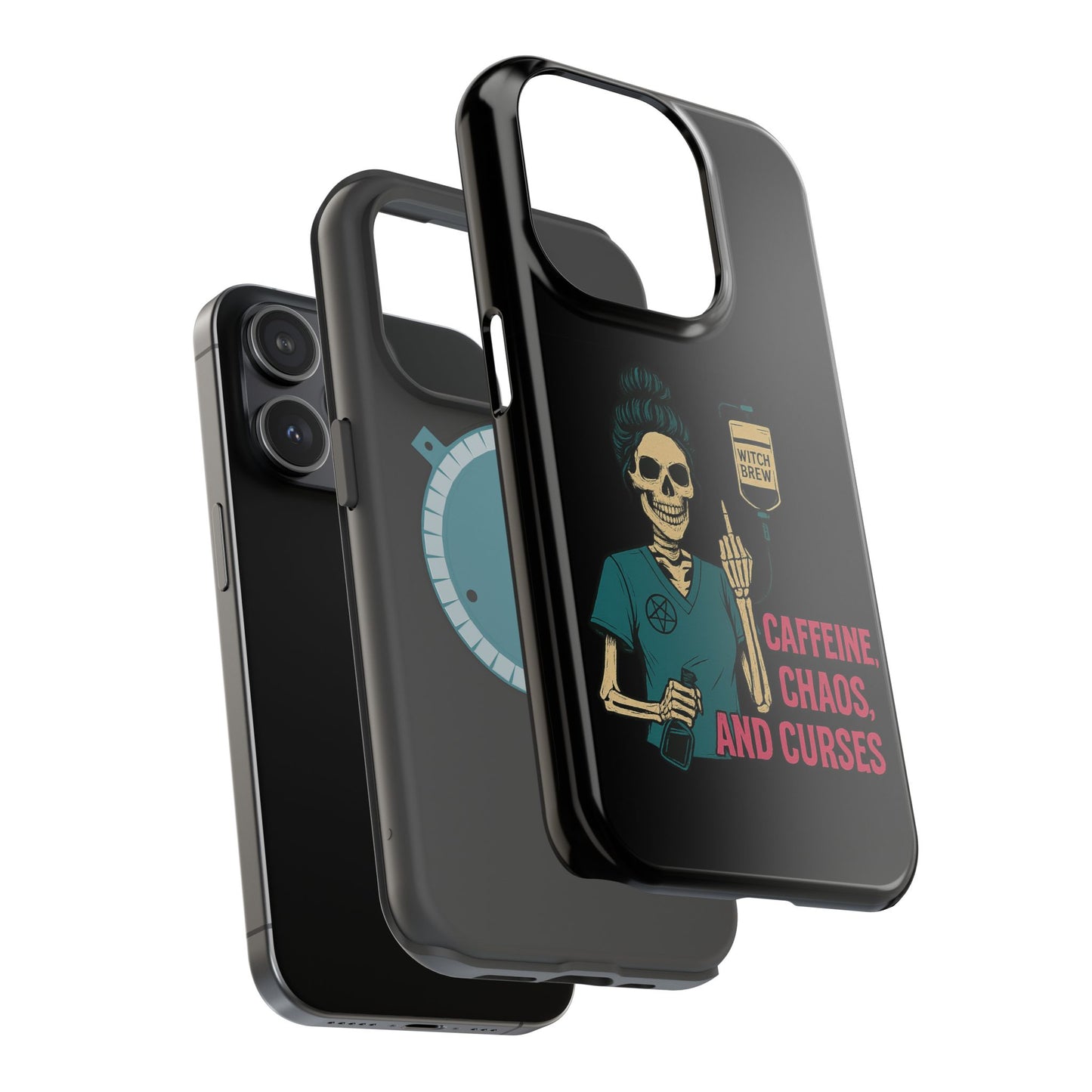 Caffeine Chaos Magnetic Phone Case, Halloween Gift, Witchy Accessories, Phone Cover, Spooky Style