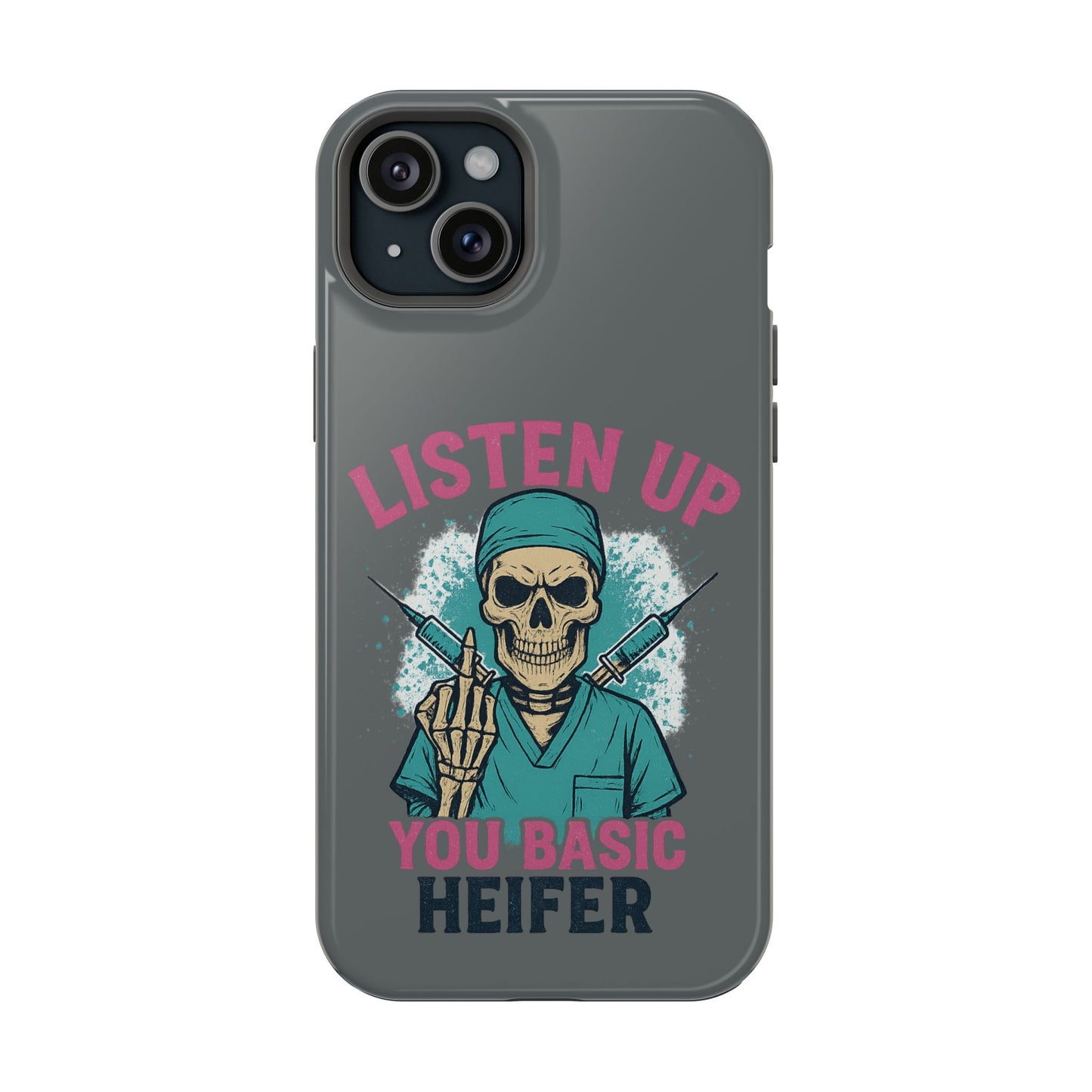 Edgy Nurse Phone Case, Gift for Healthcare Workers, Skull Design Case, Halloween Accessories, Trendy Tough Cases