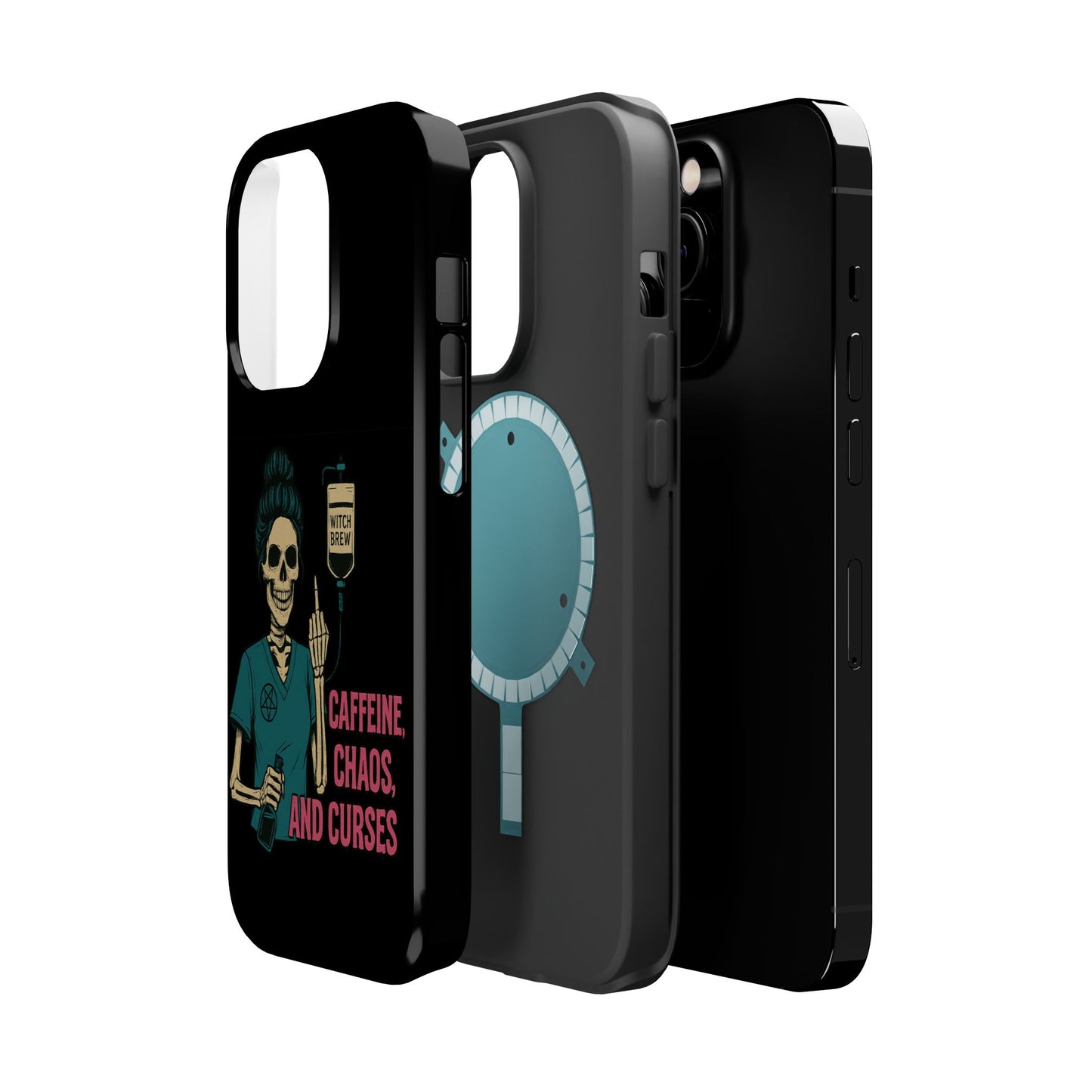 Caffeine Chaos Magnetic Phone Case, Halloween Gift, Witchy Accessories, Phone Cover, Spooky Style