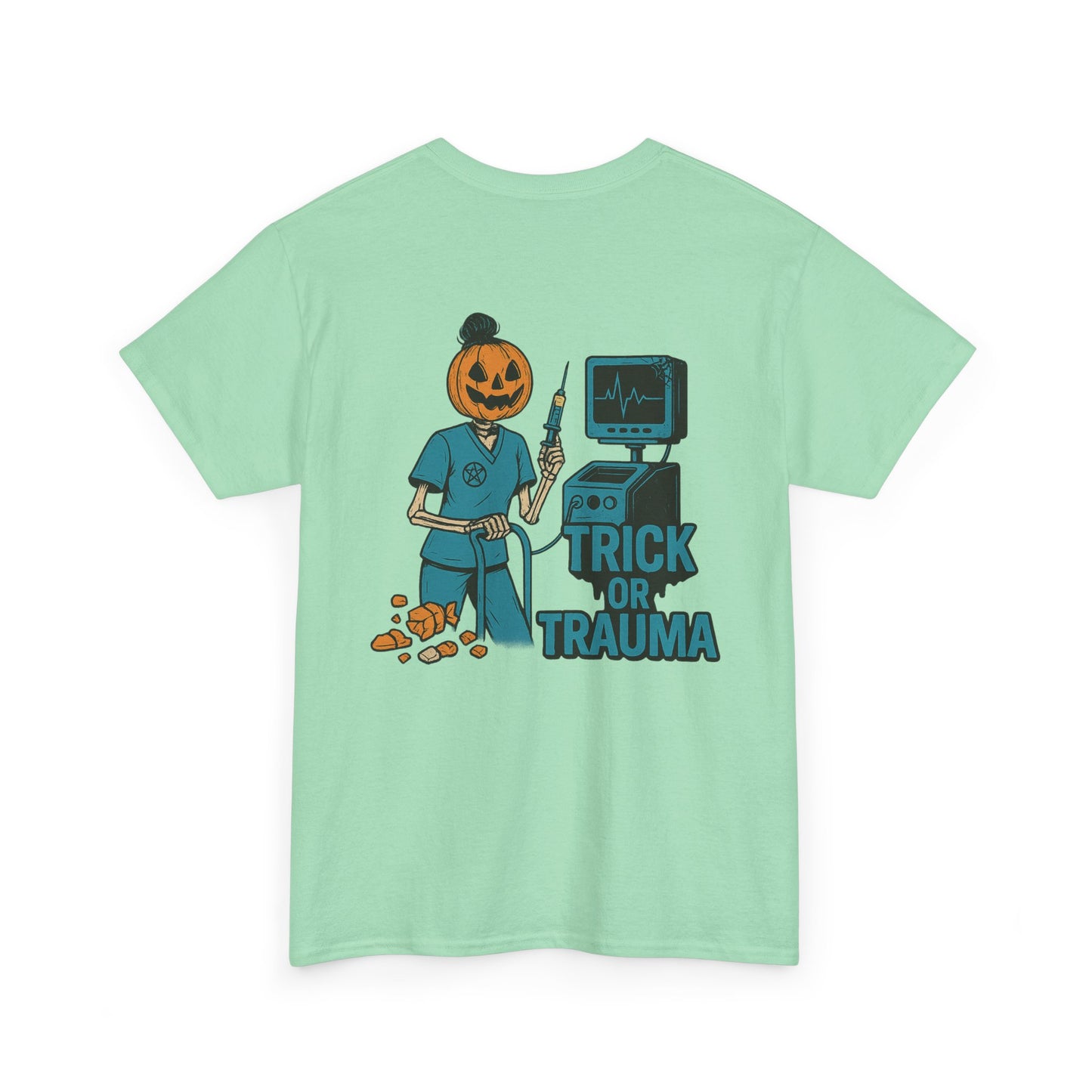 Halloween Pumpkin Tee - Trick or Trauma Shirt, Unisex T-Shirt for Fall Celebrations, Casual Wear, Halloween Costume, Gift Idea