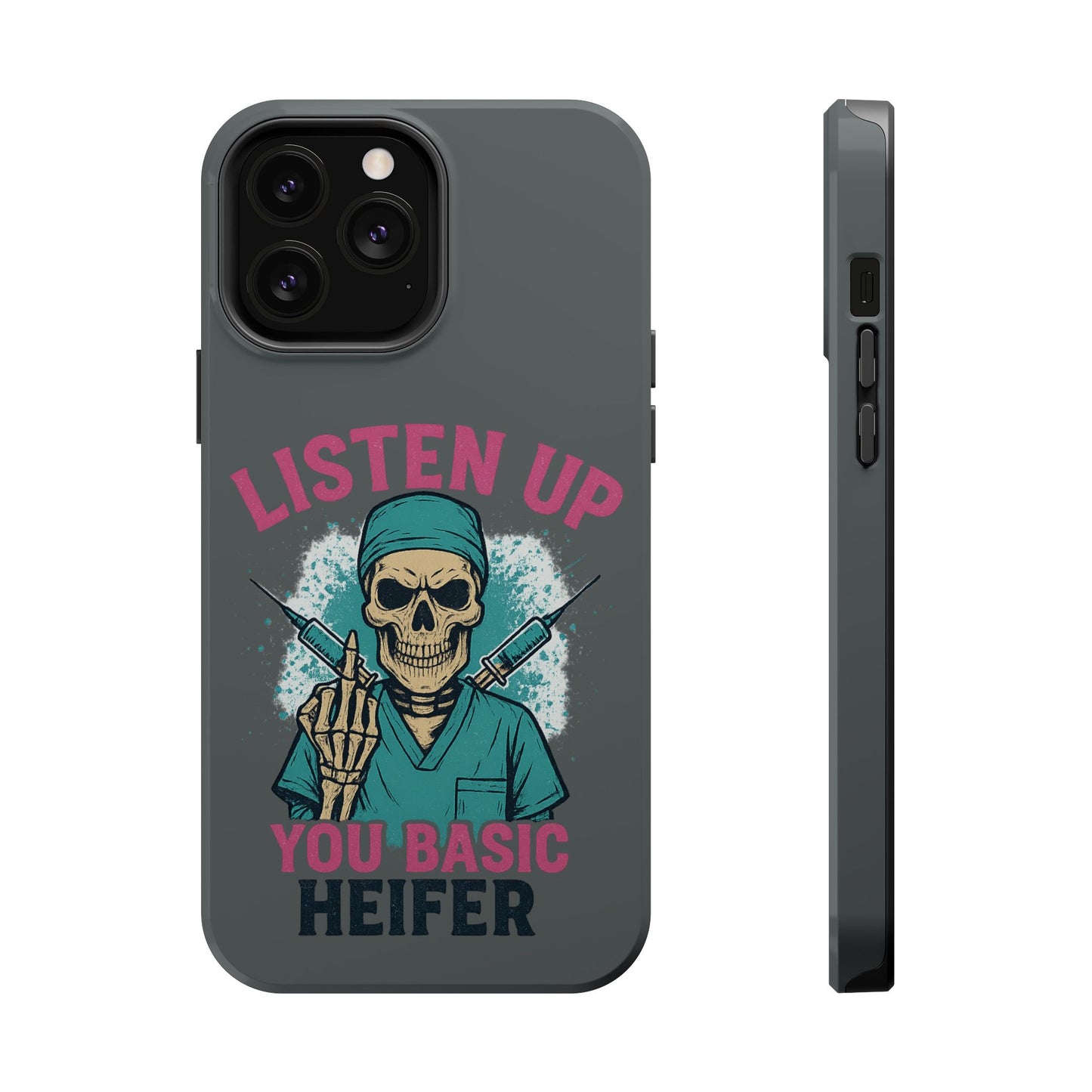 Edgy Nurse Phone Case, Gift for Healthcare Workers, Skull Design Case, Halloween Accessories, Trendy Tough Cases