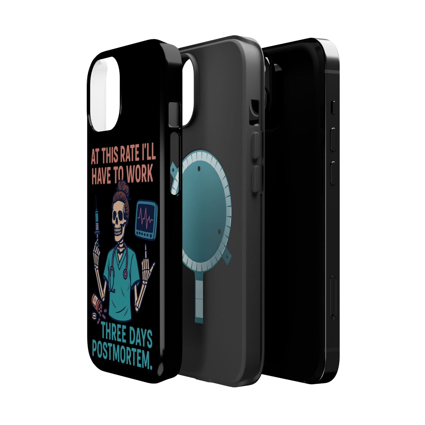 Magnetic Tough Phone Case, 3 Days Postmortem Skull Design, Cute Nurse Gift, Halloween Decor, Unique Phone Accessory