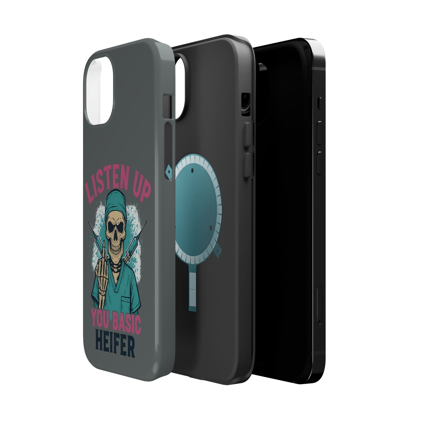 Edgy Nurse Phone Case, Gift for Healthcare Workers, Skull Design Case, Halloween Accessories, Trendy Tough Cases