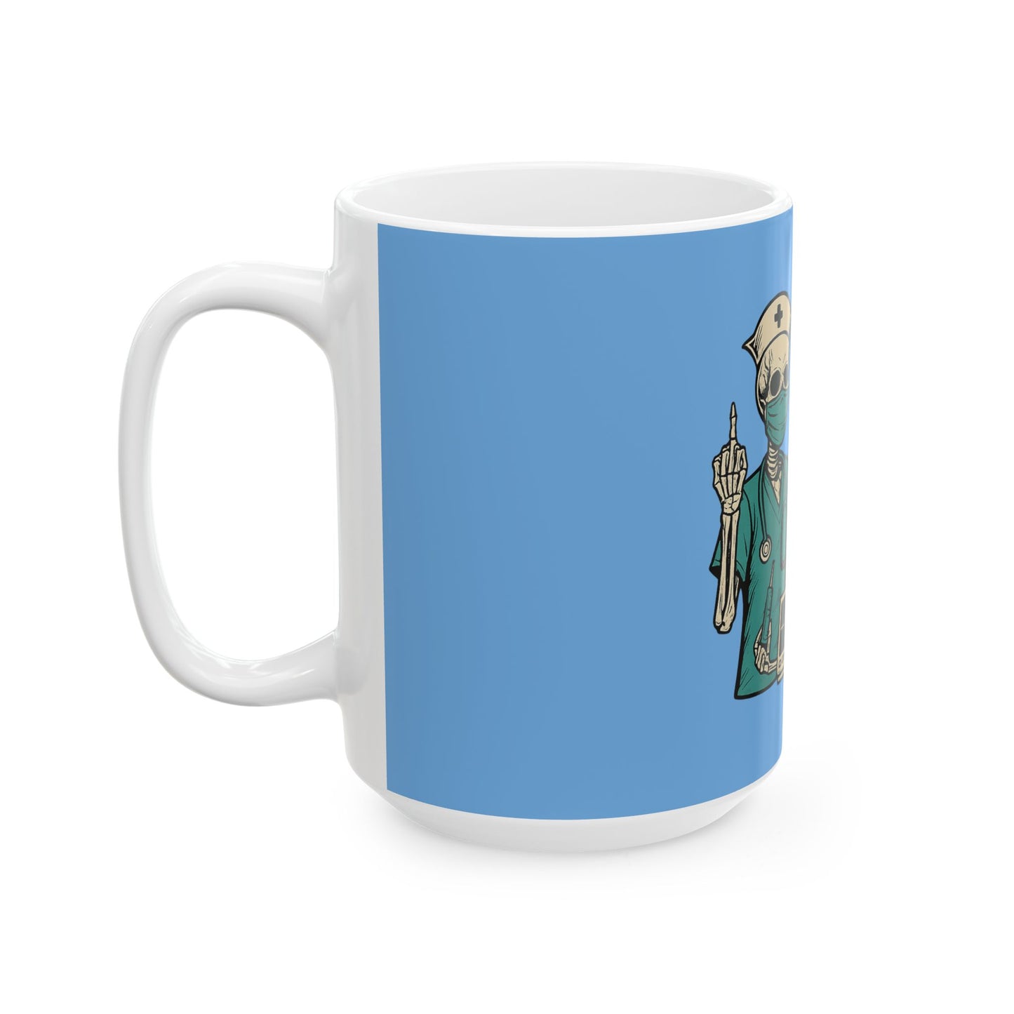 Nursing Humor Mug, Funny Medical Gift, Healthcare Professional Coffee Cup, Skeleton Nurse Design, Perfect for Birthdays, Nurses Week