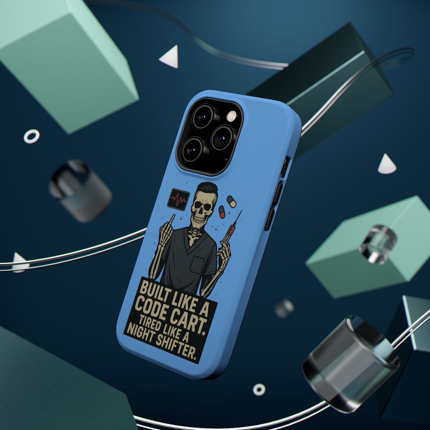 “Built Like a Code Cart. Tired Like a Night Shifter.” – Men’s Nurse Phone Case