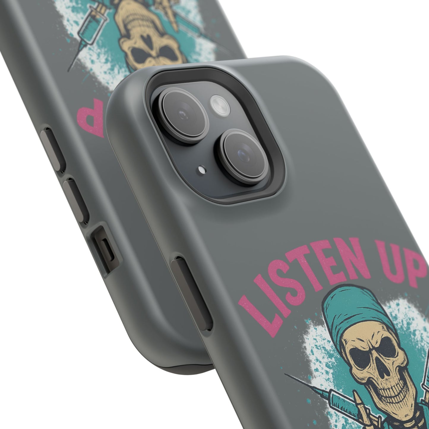 Edgy Nurse Phone Case, Gift for Healthcare Workers, Skull Design Case, Halloween Accessories, Trendy Tough Cases