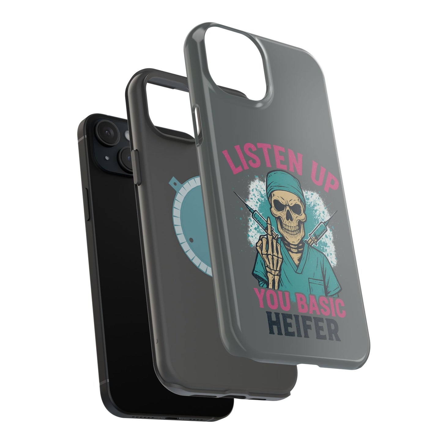 Edgy Nurse Phone Case, Gift for Healthcare Workers, Skull Design Case, Halloween Accessories, Trendy Tough Cases