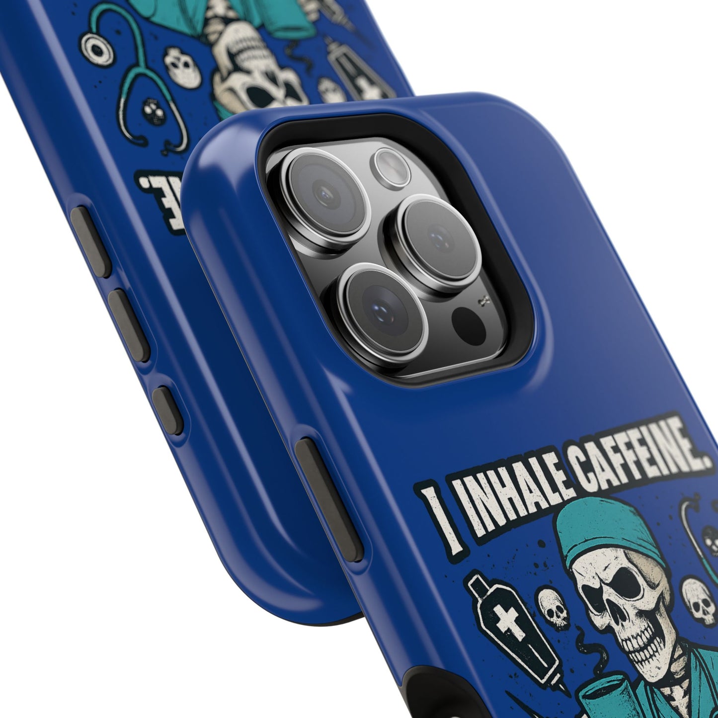 Funny Nurse Phone Case, Medical Humor, Gift for Healthcare Workers, Caffeine Lover Accessory, Skeleton Design
