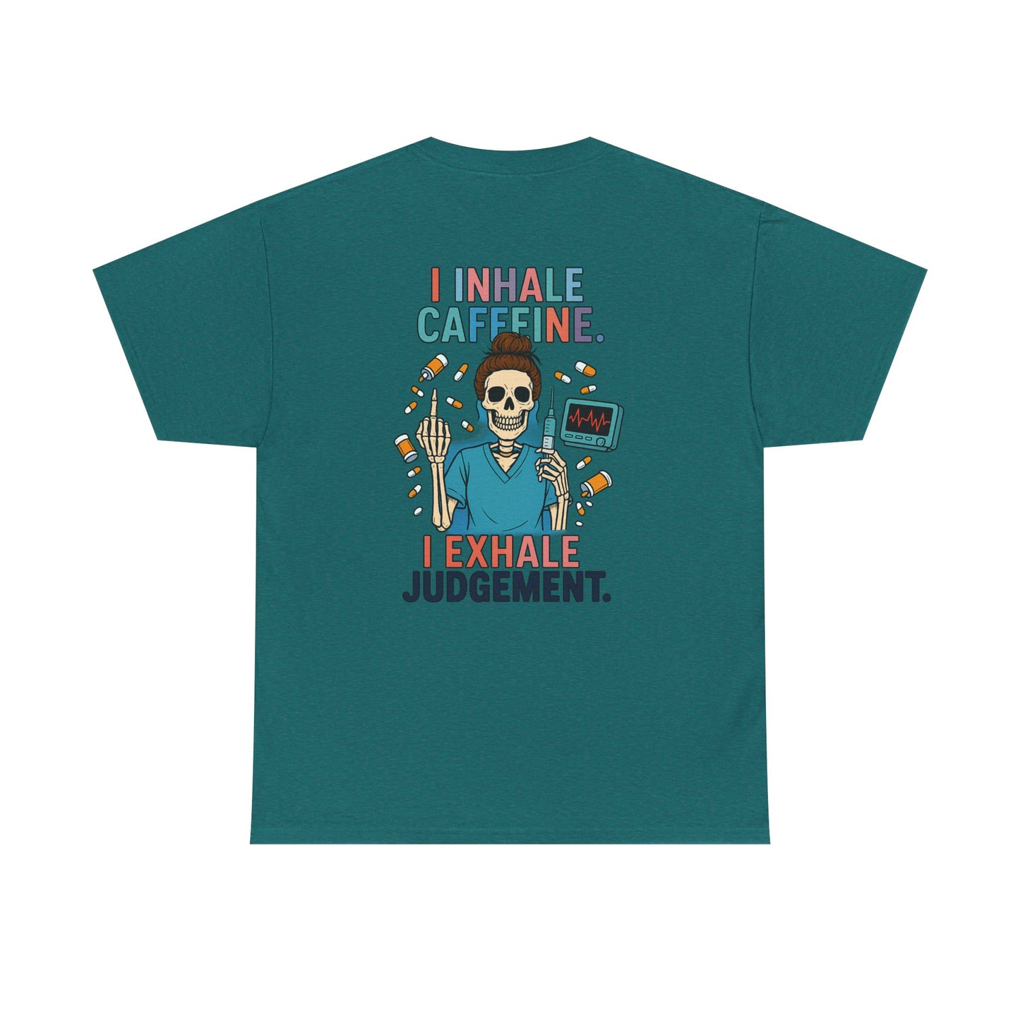 Funny Skeleton Caffeine Tee, Unisex Graphic T-Shirt, Quirky Gift for Coffee Lovers, Halloween Apparel, Casual Humor Shirt