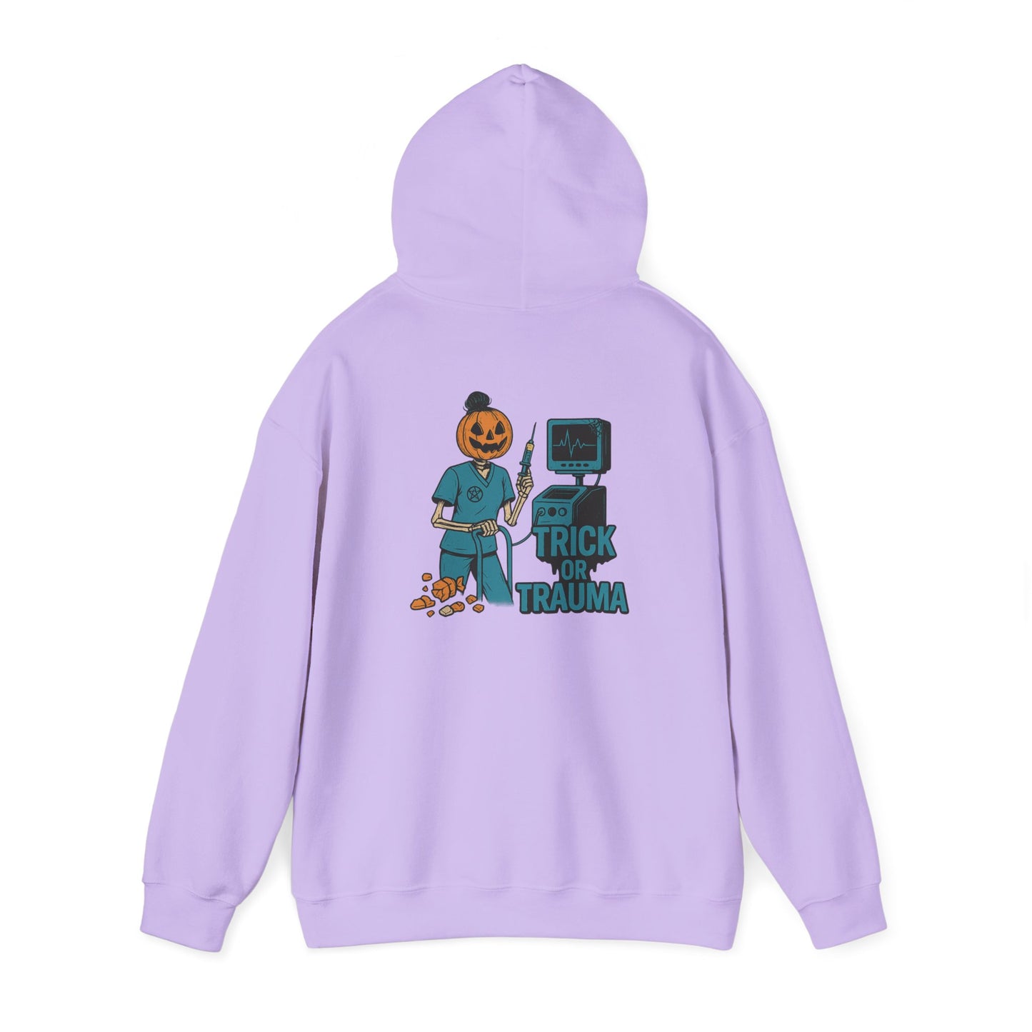 Halloween Trick or Trauma Unisex Hoodie, Perfect for Fall, Cozy Sweatshirt for Halloween Parties, Costume, Gift Idea, Spooky Season Apparel