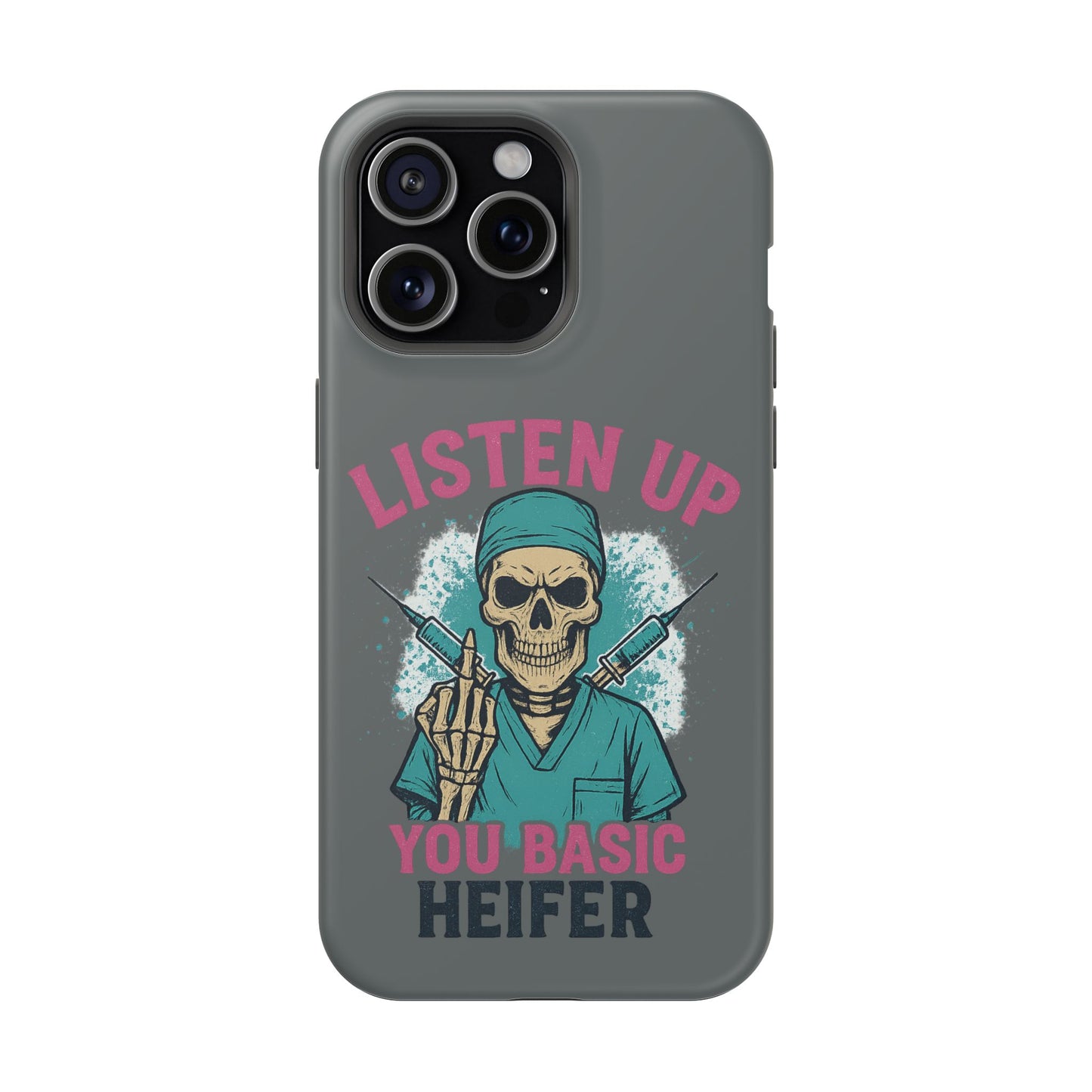 Edgy Nurse Phone Case, Gift for Healthcare Workers, Skull Design Case, Halloween Accessories, Trendy Tough Cases
