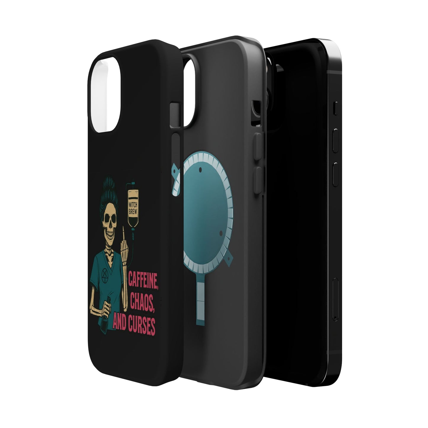 Caffeine Chaos Magnetic Phone Case, Halloween Gift, Witchy Accessories, Phone Cover, Spooky Style
