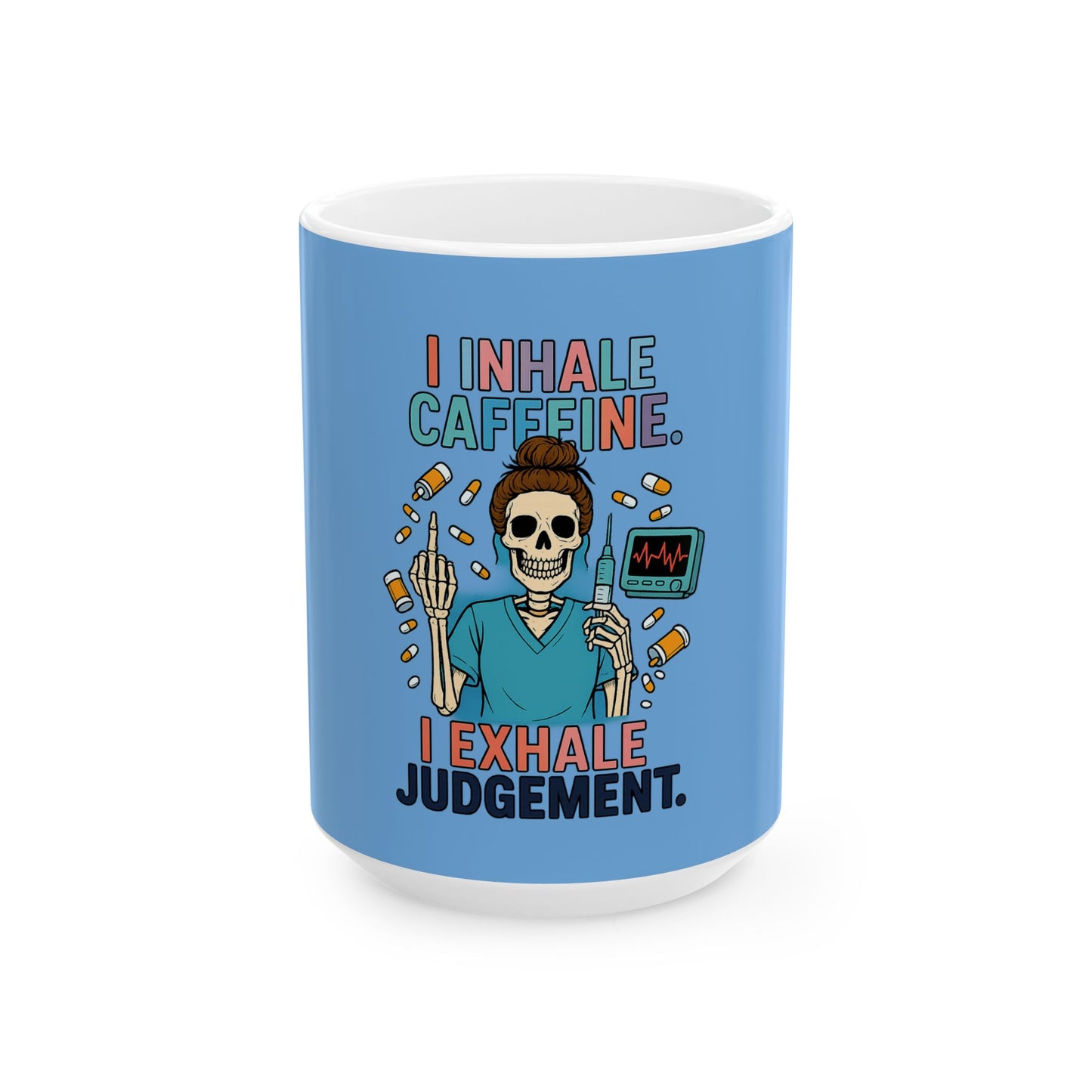 Humorous Skeleton Coffee Mug for Caffeine Lovers, Funny Gifts for Friends, Unique Tea Cup, Perfect for Birthdays or Just Because