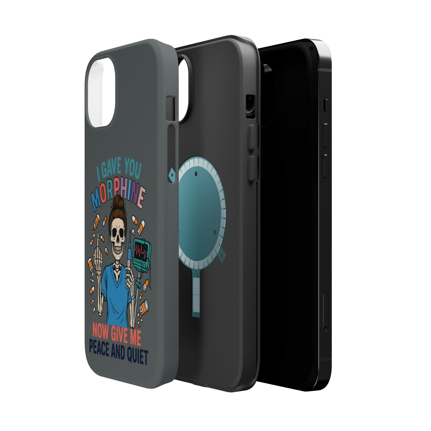 Gothic Phone Case, Unique Skeleton Design, Funny Gift for Nurses, Halloween Accessory, Hospital Humor