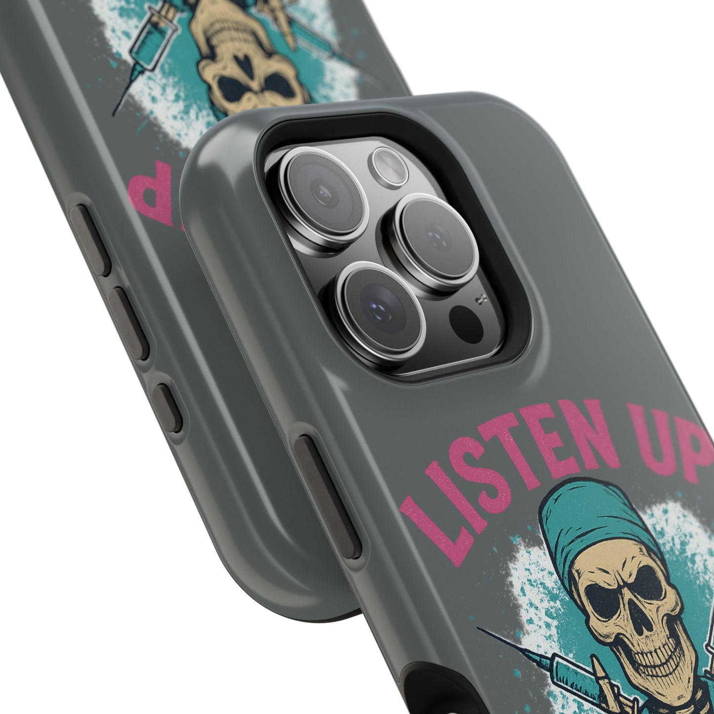 Edgy Nurse Phone Case, Gift for Healthcare Workers, Skull Design Case, Halloween Accessories, Trendy Tough Cases